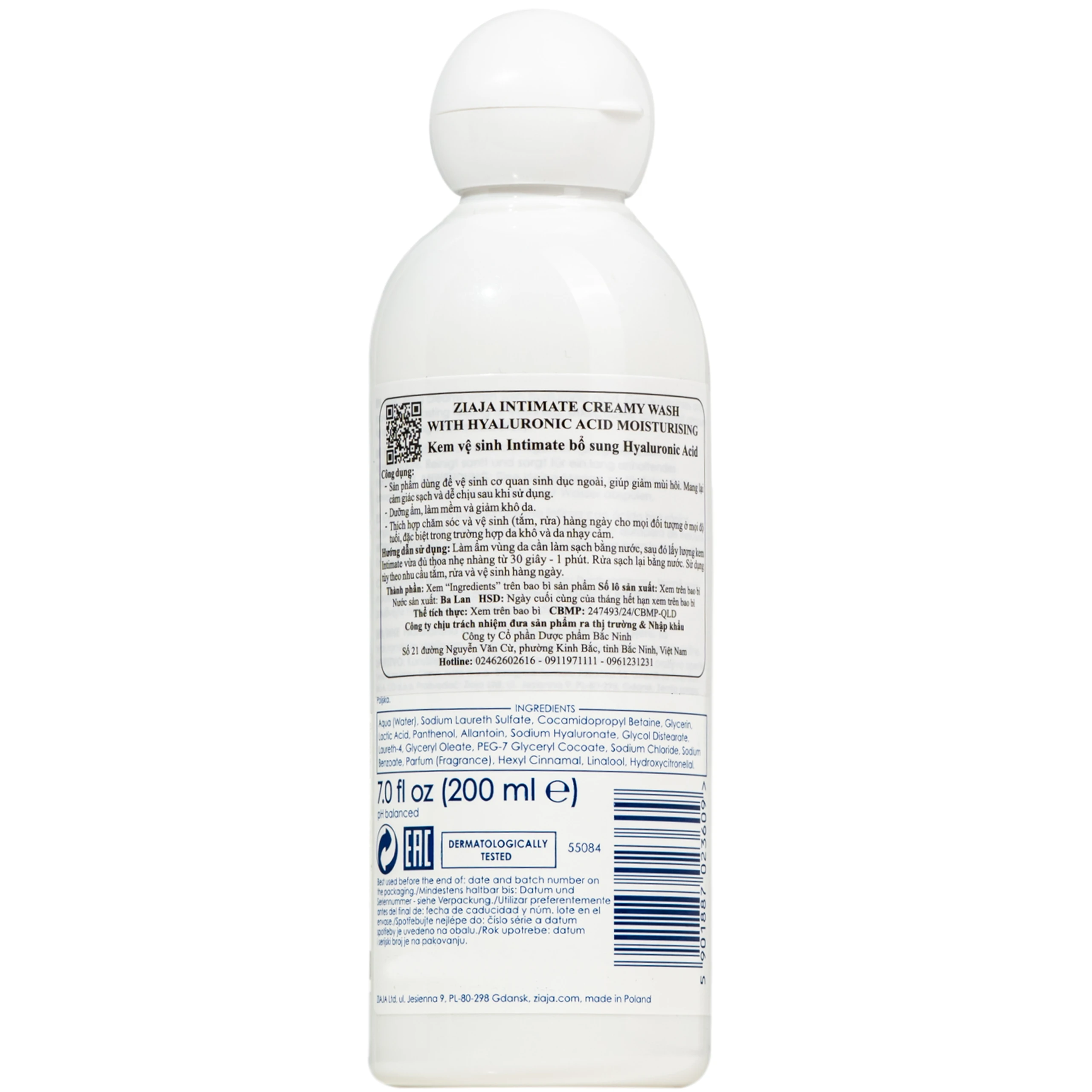 Kem vệ sinh phụ nữ Intimate Ziaja bổ sung Hyaluronic Acid làm sạch, khử mùi (200ml) 2