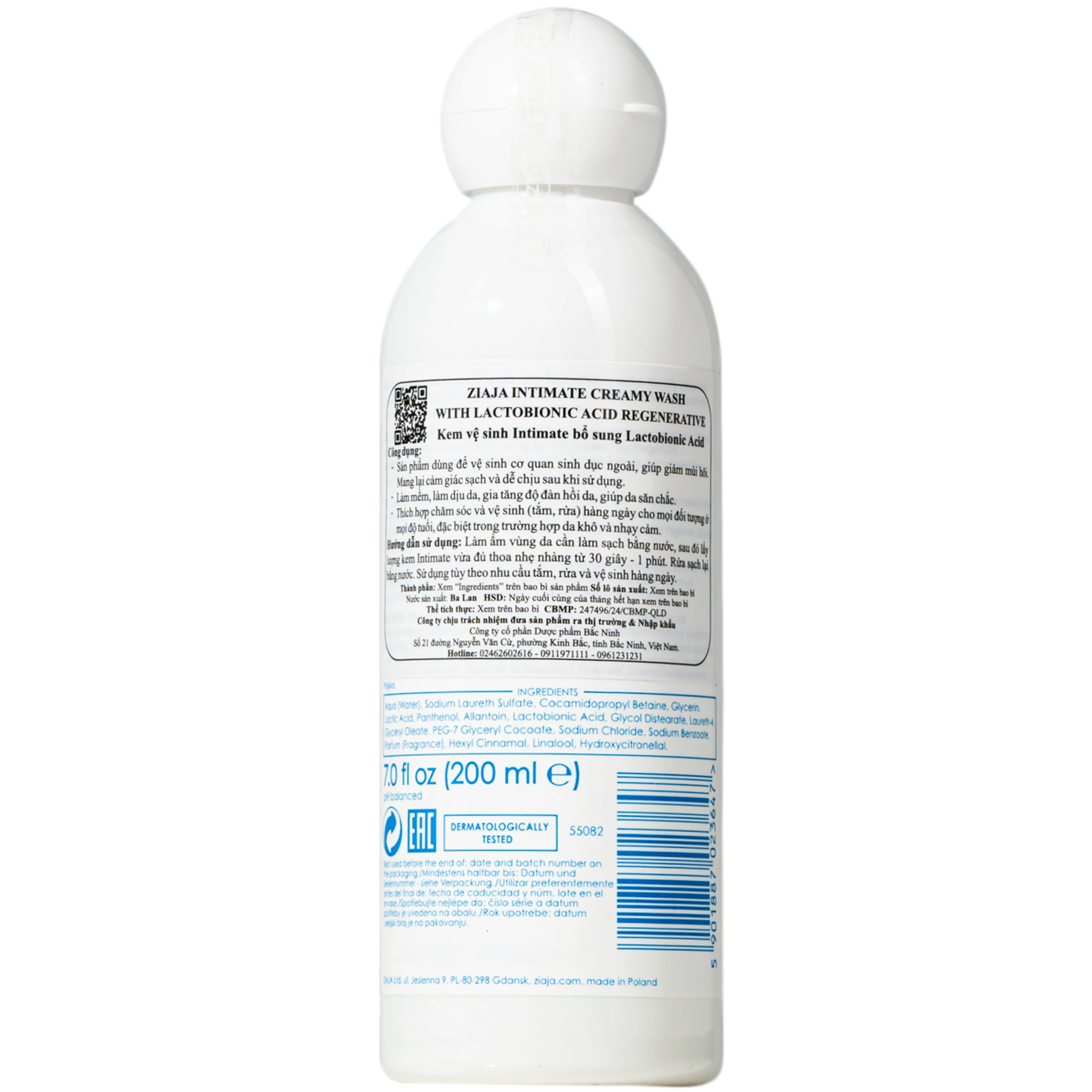 Kem vệ sinh phụ nữ Ziaja Intimate Lactobionic Acid khử mùi, dưỡng ẩm (200ml) 2