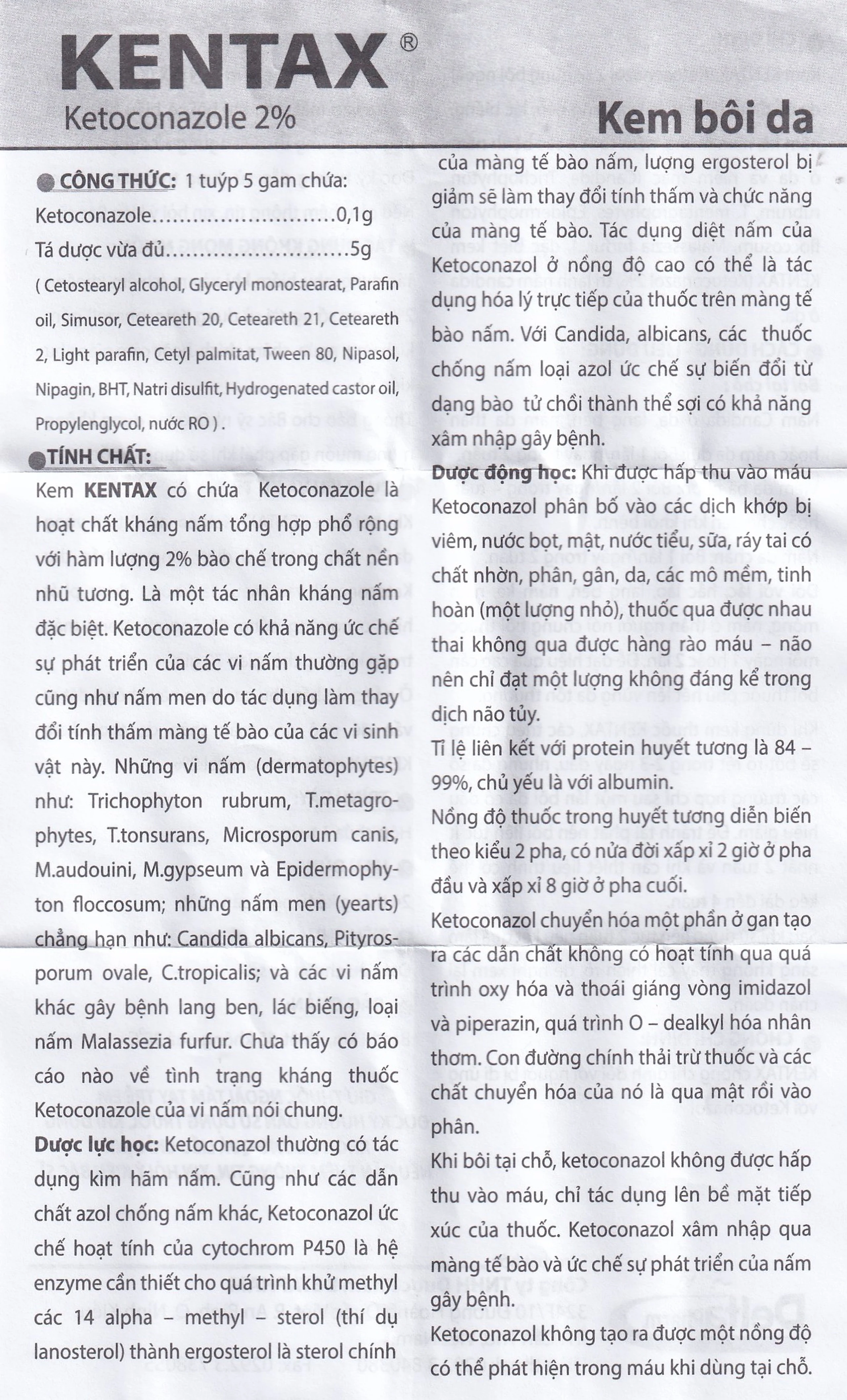 Kem bôi da Kentax Detapharm điều trị lác, lang ben, lác biếng, nấm kẽ (5g)