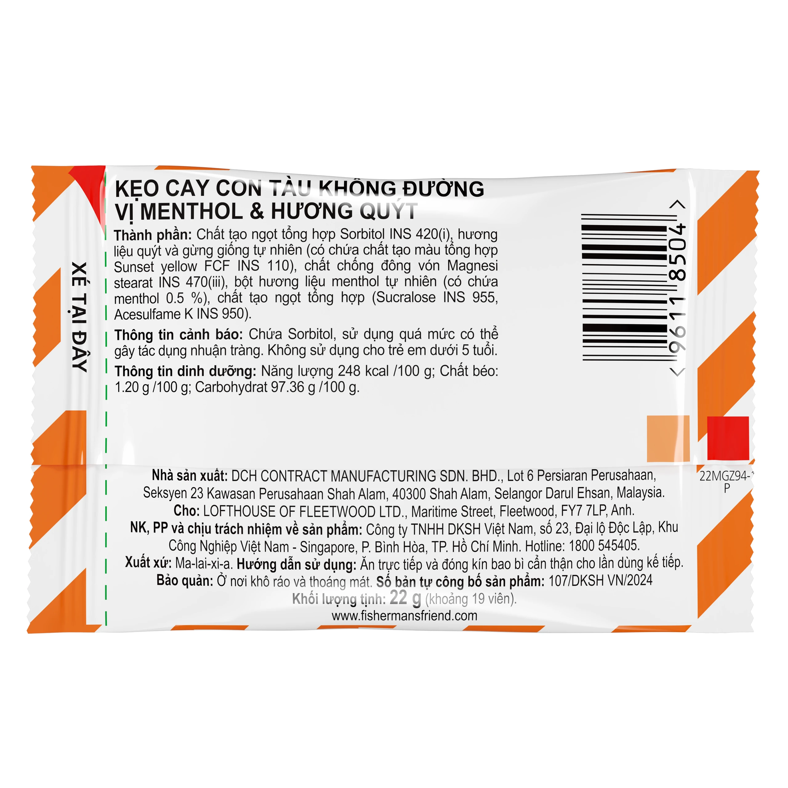 Kẹo Con Tàu Vị Quýt Fisherman's Friend 25g/22g 2