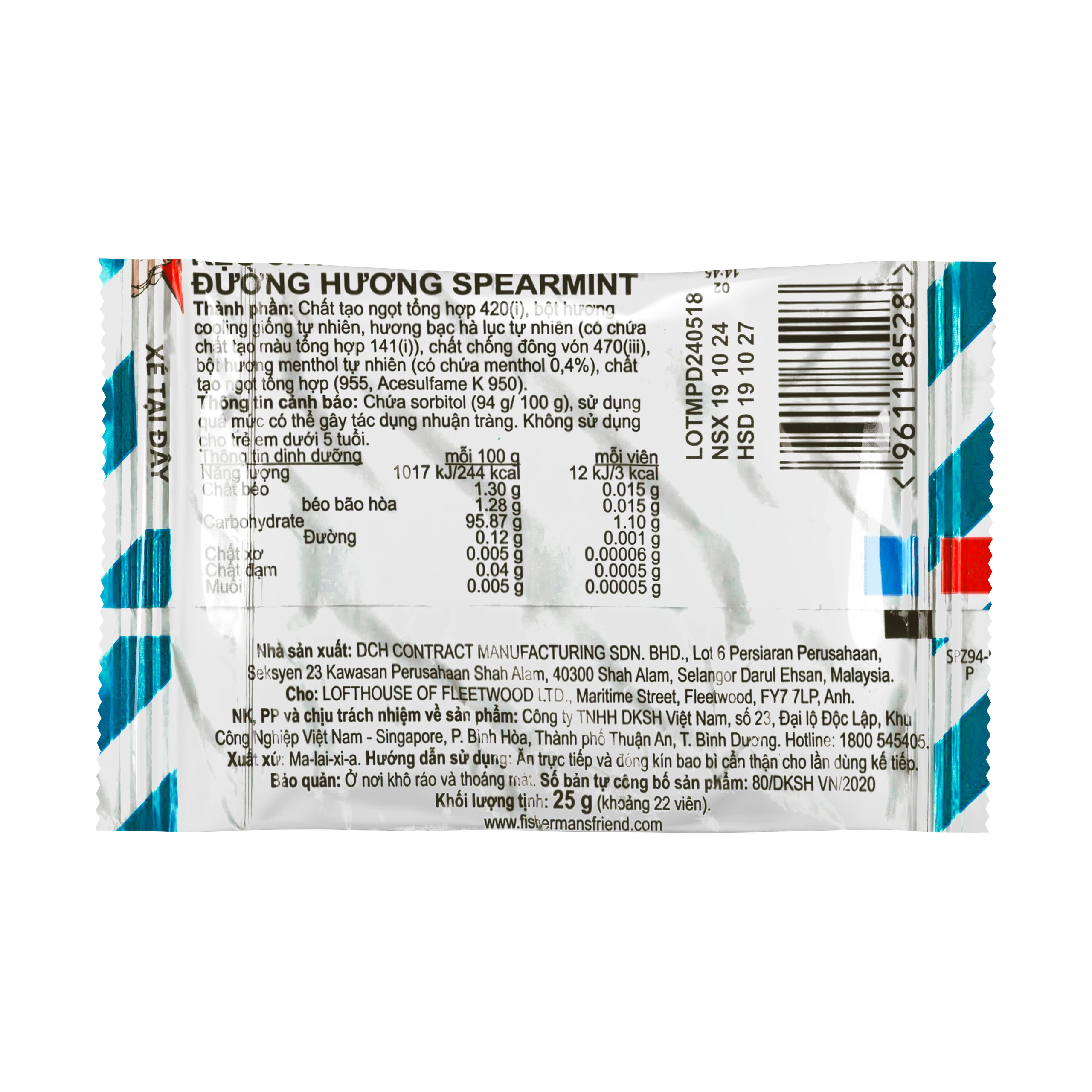 Kẹo Con Tàu Vị Spearmint Fisherman's Friend 25g/22g 2