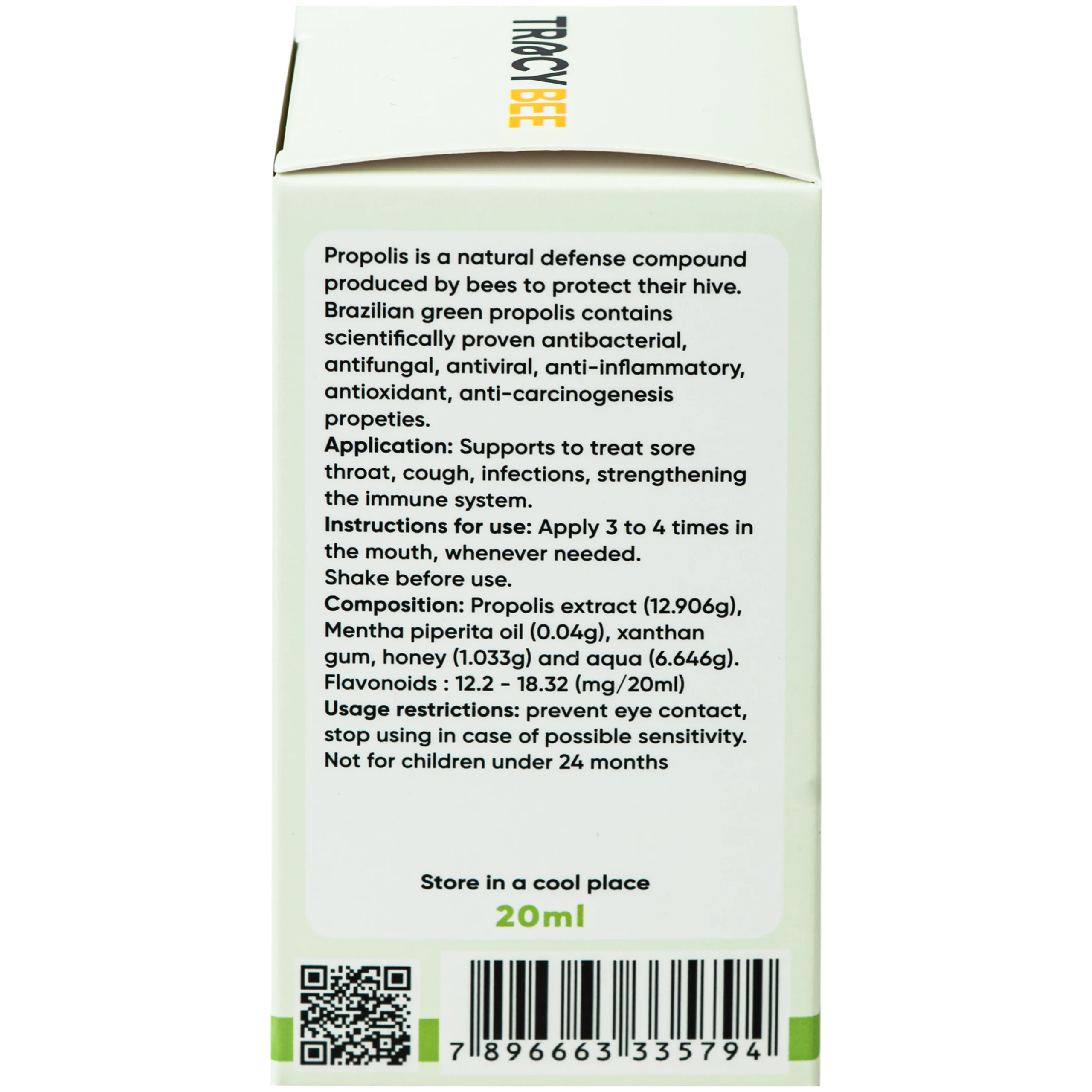 Keo ong giúp giảm viêm họng Propolis Mint & Honey Tracybee (20ml) 5