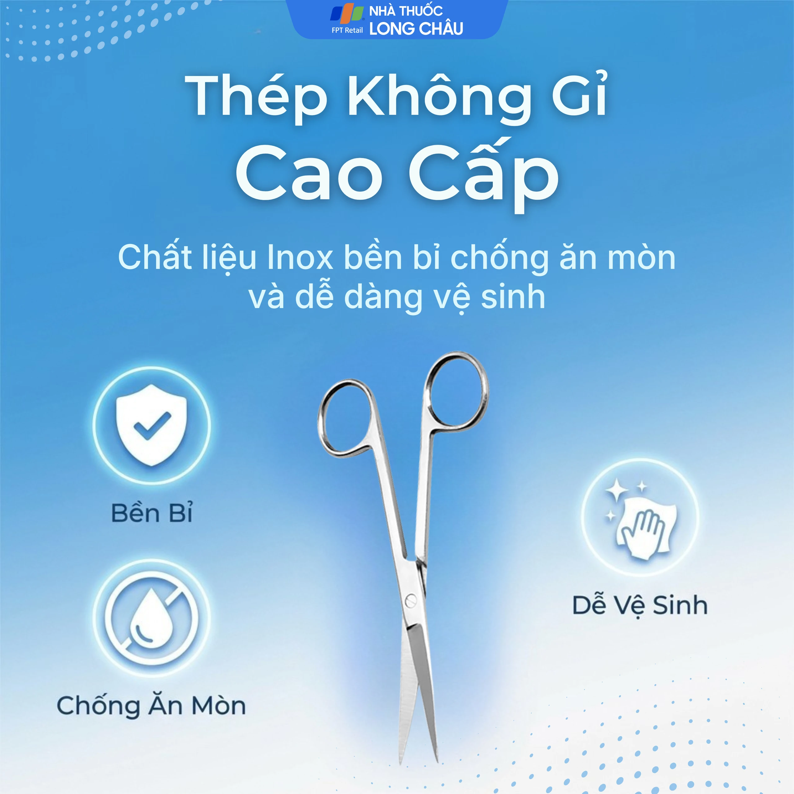 Kéo thẳng 2 đầu nhọn size 18cm dùng cắt gòn thay băng cho bệnh nhân  3