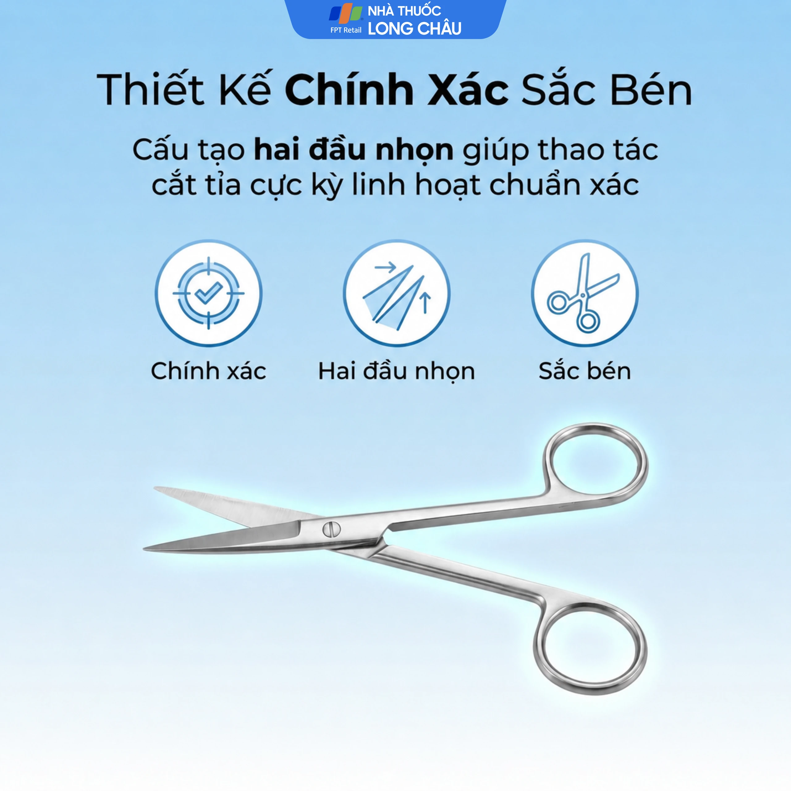 Kéo thẳng 2 đầu nhọn size 18cm dùng cắt gòn thay băng cho bệnh nhân  5