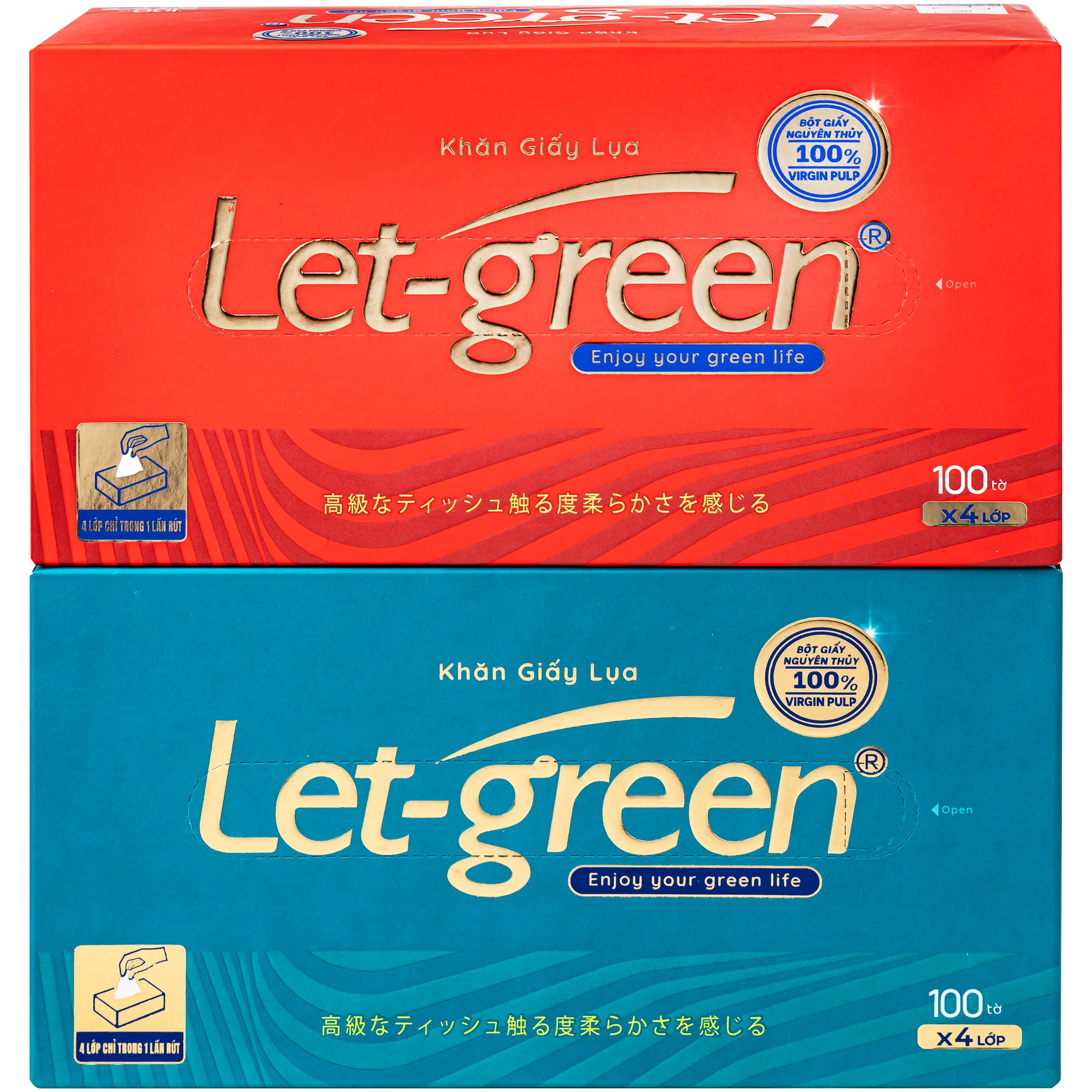 Khăn giấy hộp Let-green 4 lớp 100 tờ 1