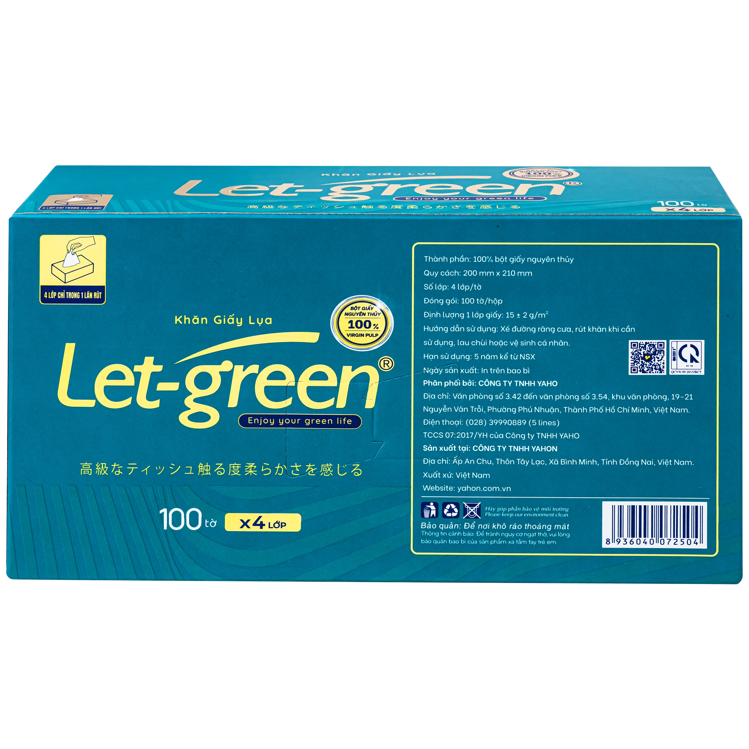 Khăn giấy hộp Let-green 4 lớp 100 tờ 4