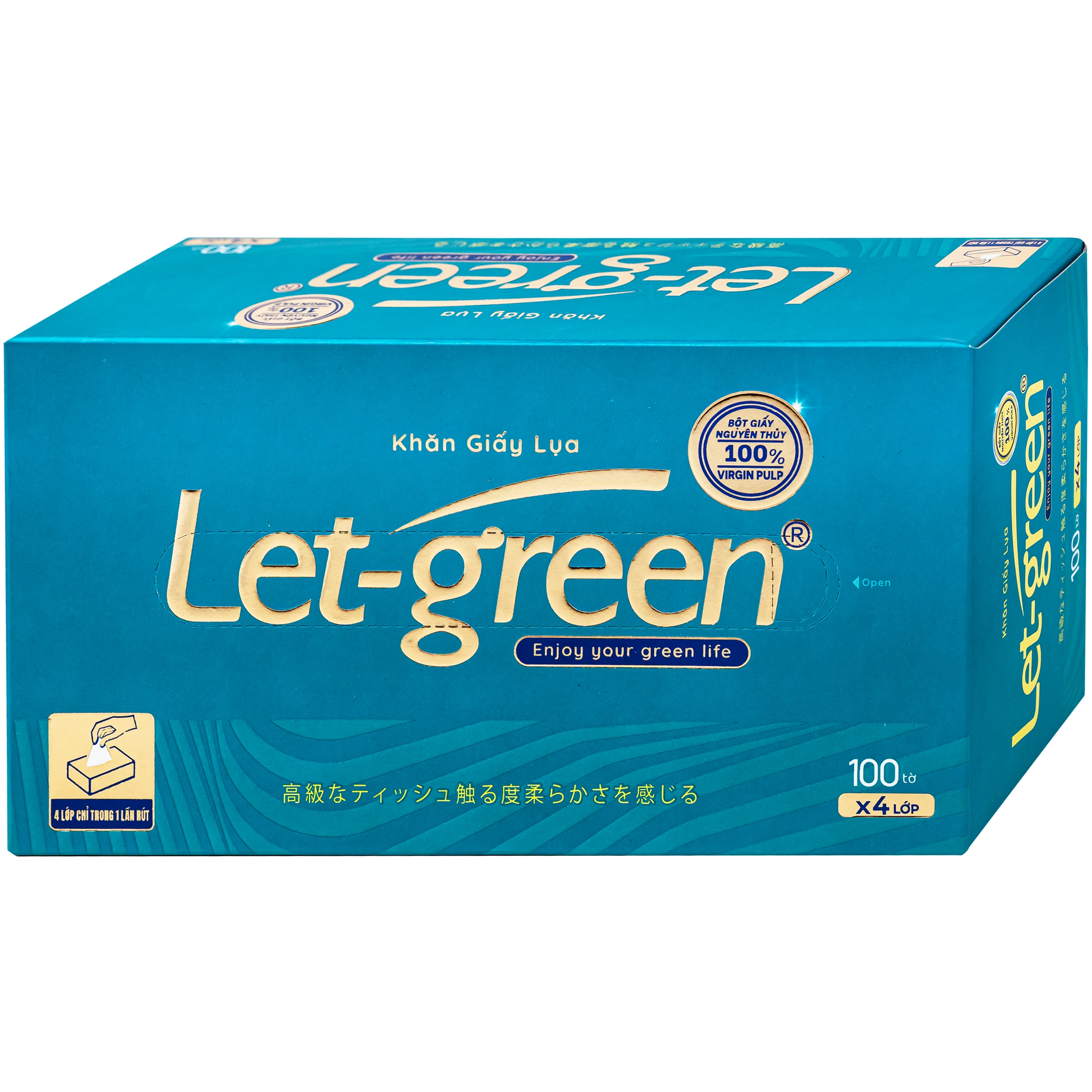 Khăn giấy hộp Let-green 4 lớp 100 tờ 2