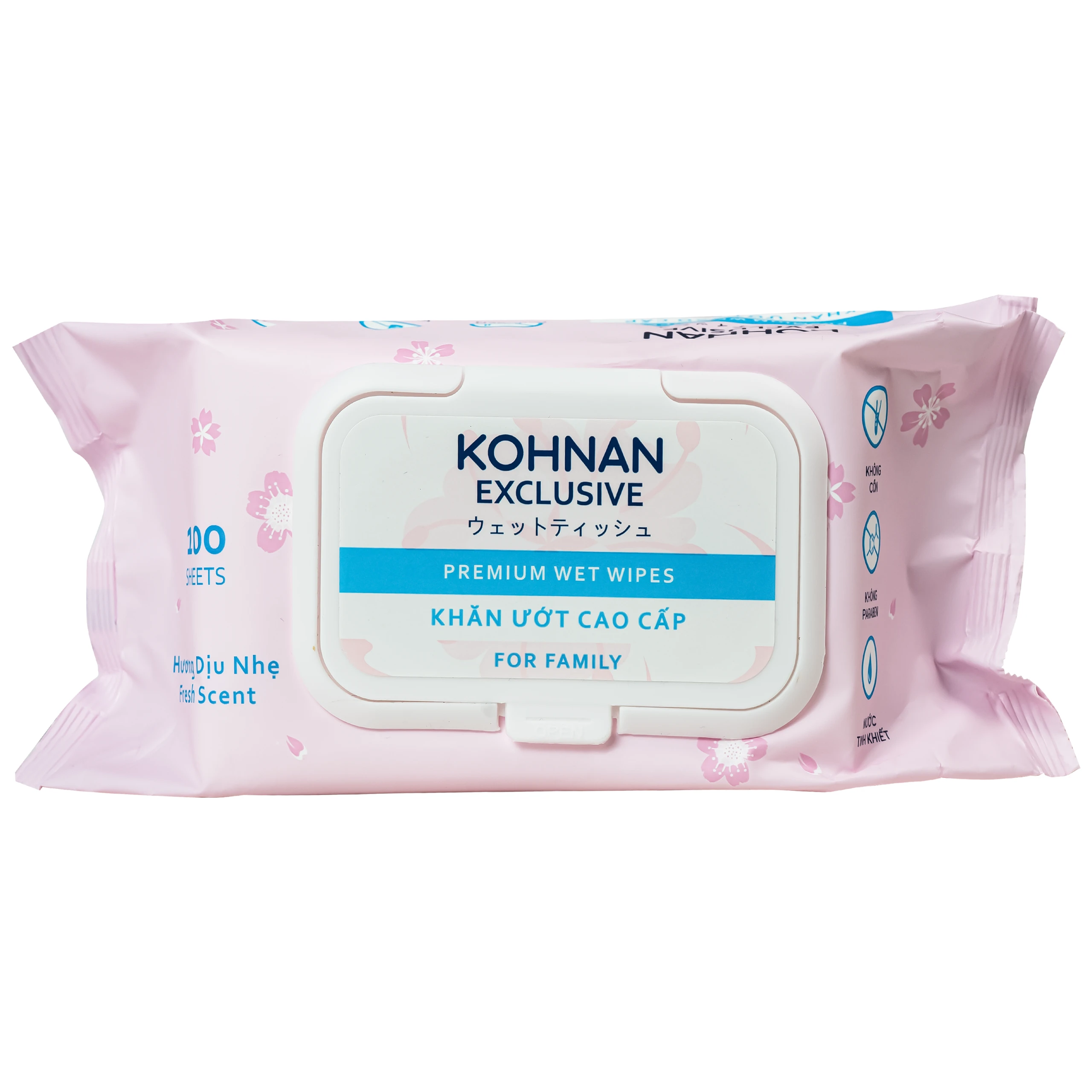 Khăn giấy ướt Kohnan hương dịu nhẹ, không cồn, không parapen (gói 100 tờ) 1