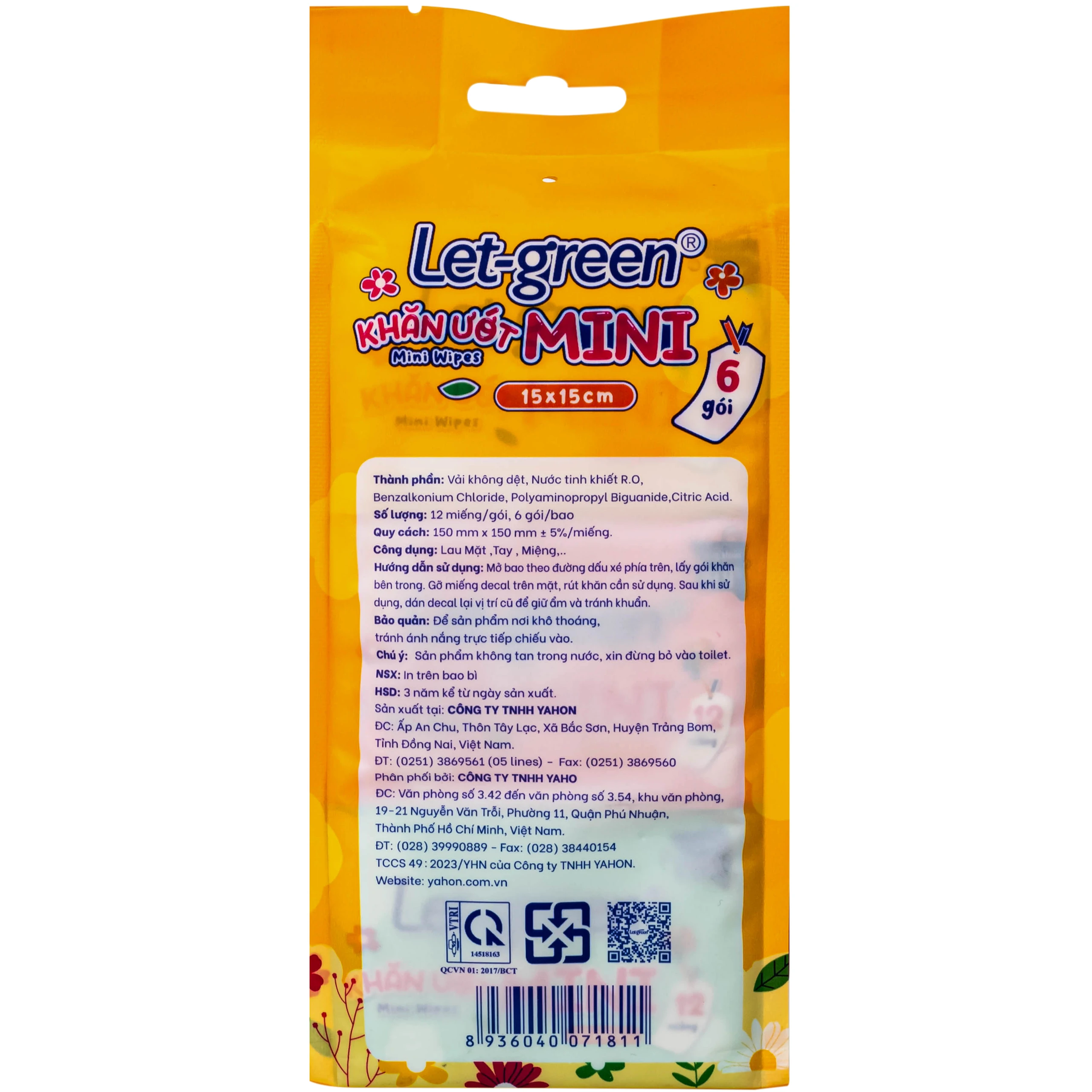 Khăn giấy ướt mini wipes Let-Green (6 gói x 12 miếng)