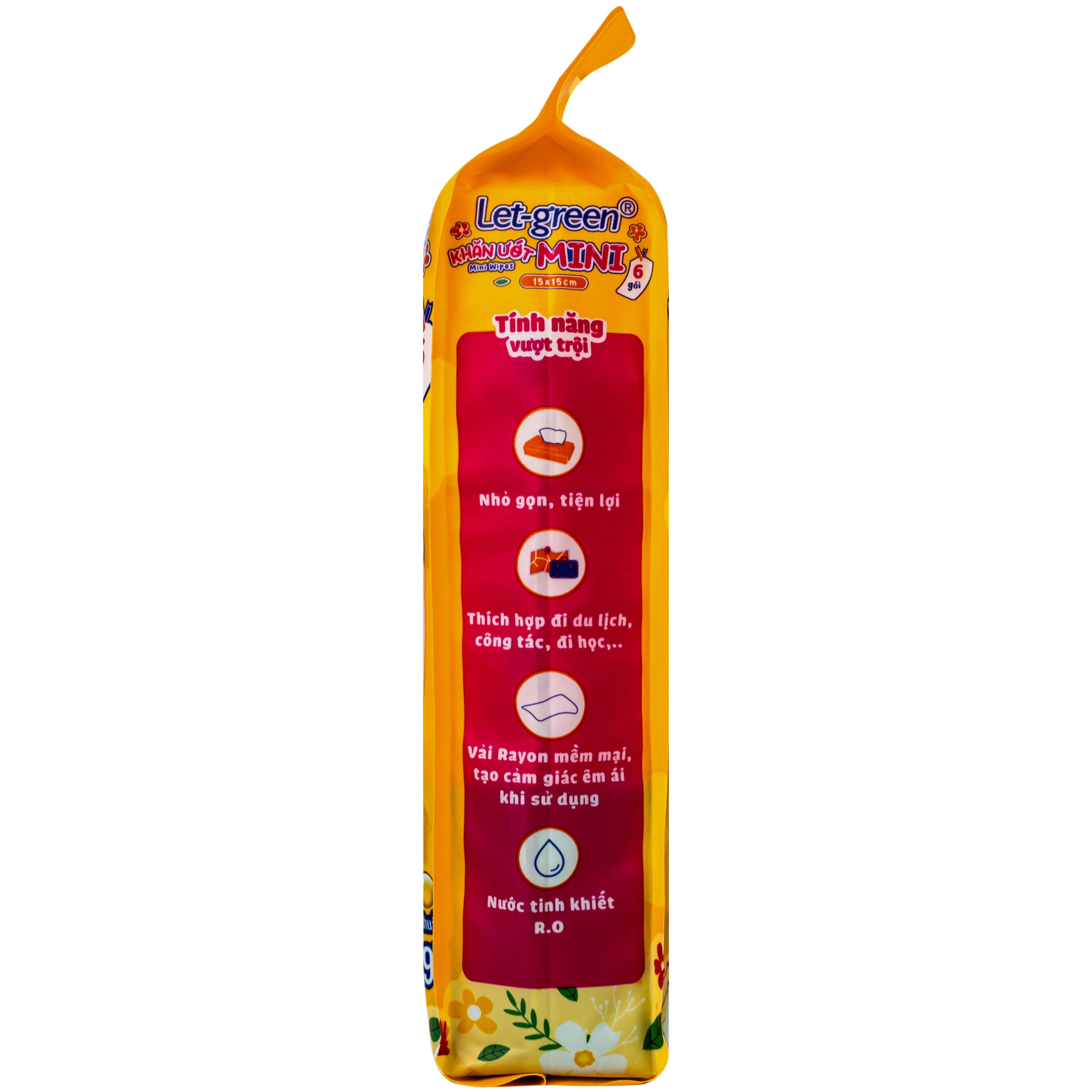 Khăn giấy ướt mini wipes Let-Green (6 gói x 12 miếng)