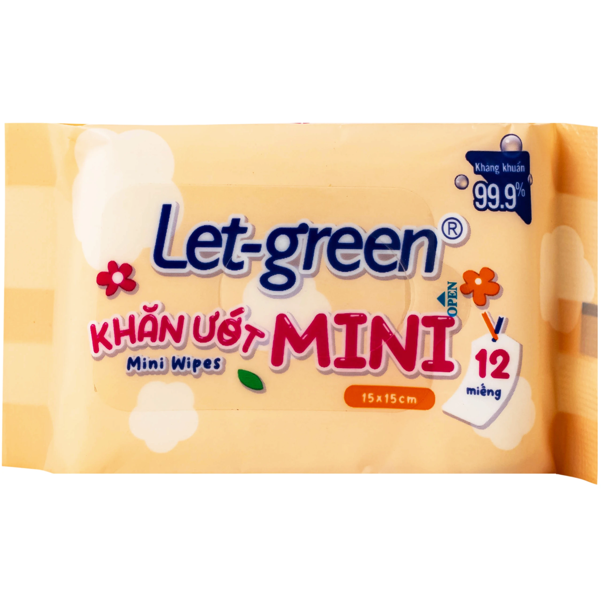Khăn giấy ướt mini wipes Let-Green (6 gói x 12 miếng)