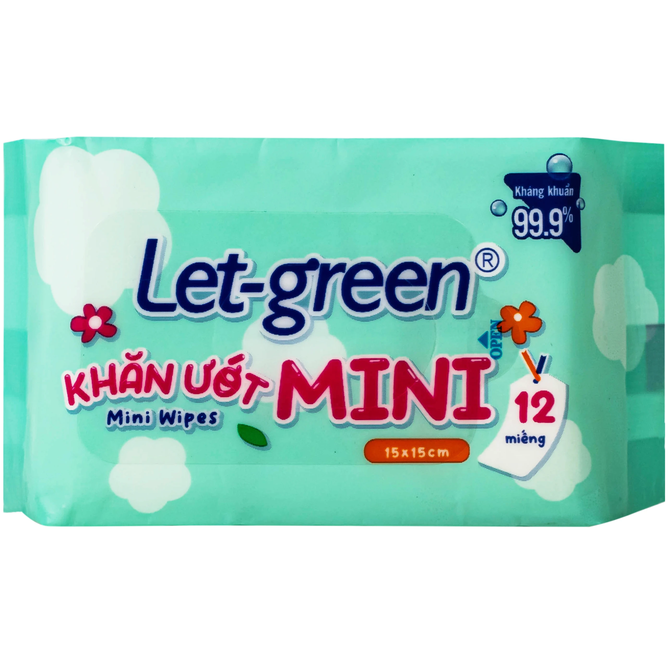 Khăn giấy ướt mini wipes Let-Green (6 gói x 12 miếng)