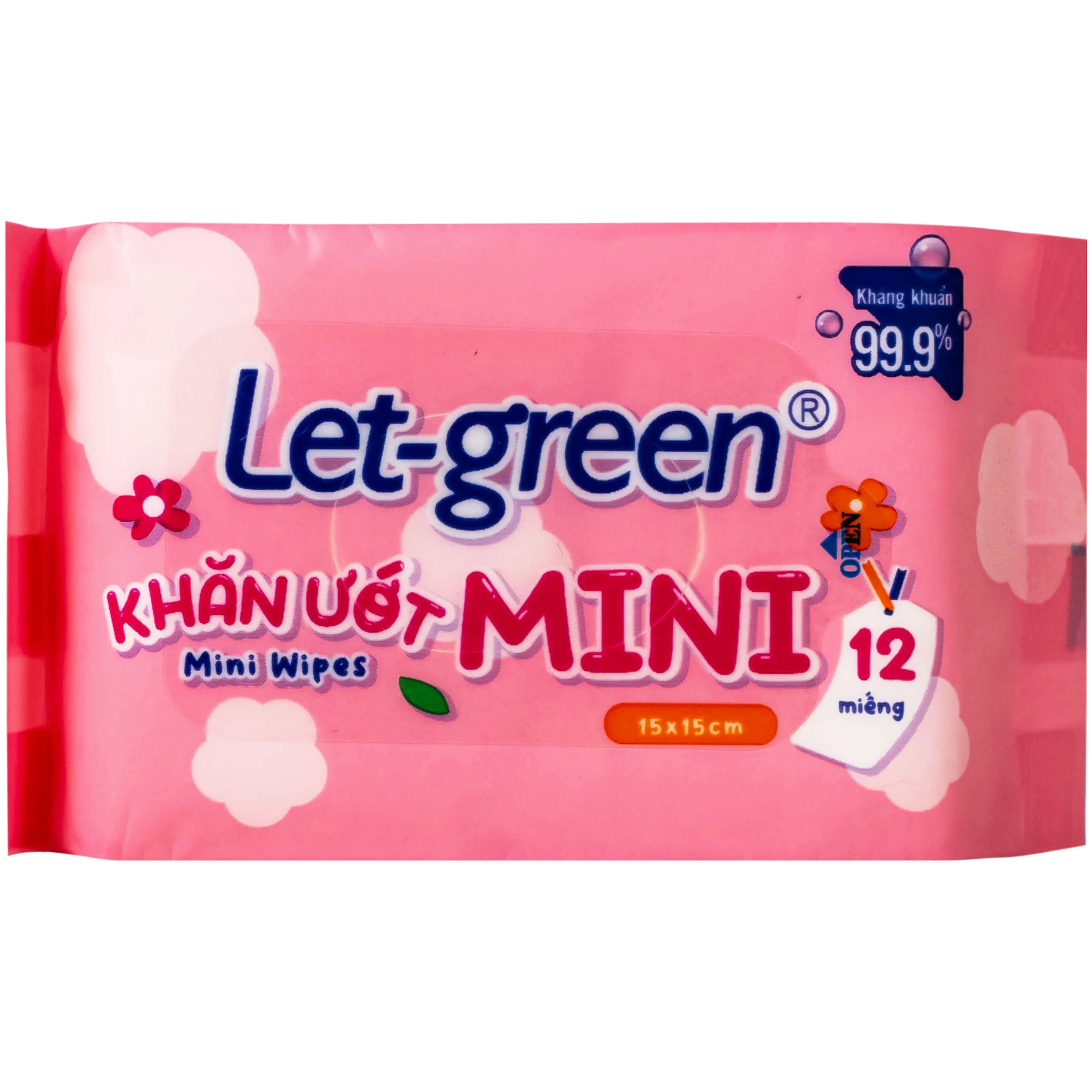 Khăn giấy ướt mini wipes Let-Green (6 gói x 12 miếng)