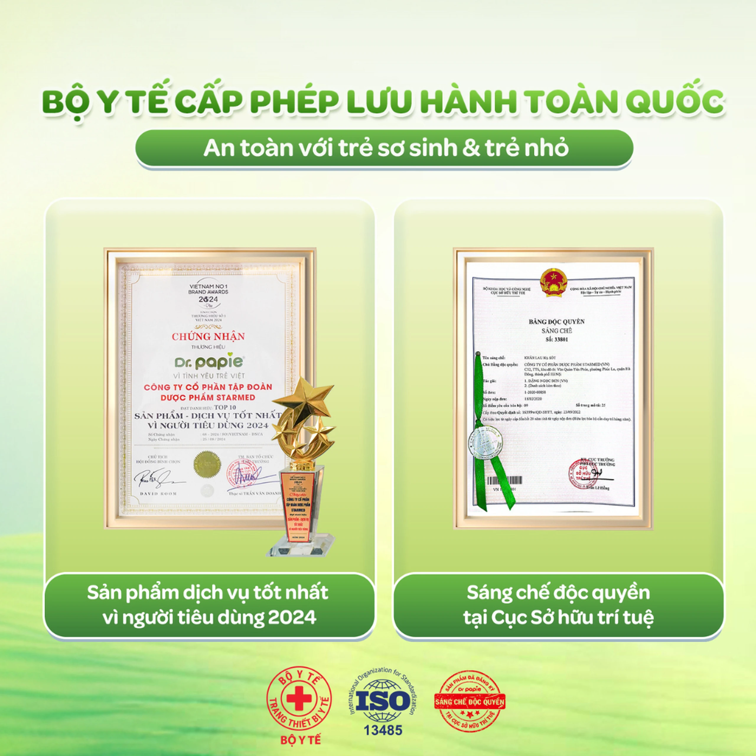 Khăn hạ sốt Dr.Papie 0+ Starmed (5 gói x 5 miếng) hạ nhiệt giảm sốt dùng cho trẻ sơ sinh