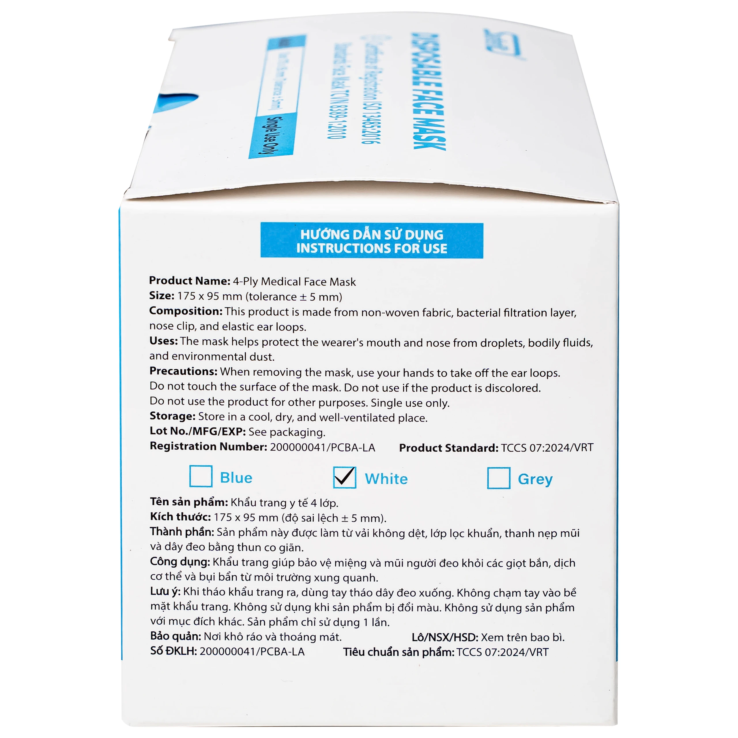 Khẩu trang 4 lớp Safefit màu trắng (50 cái) ngăn khói bụi, vi khuẩn
