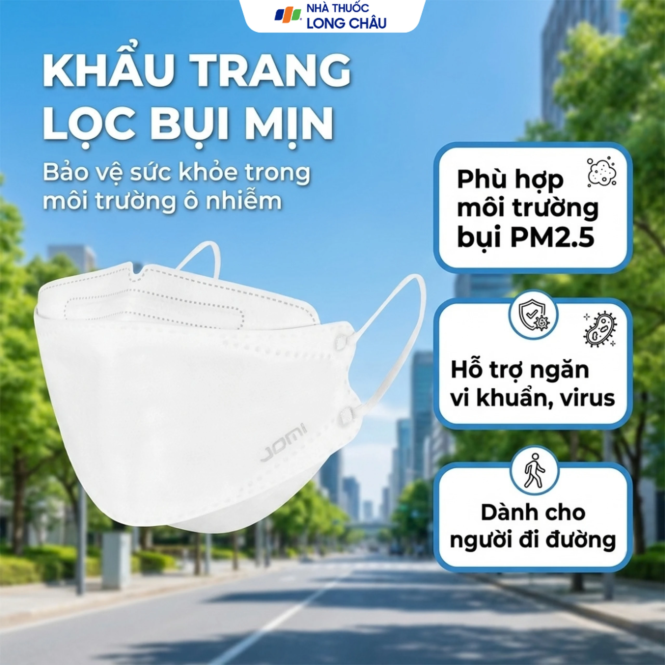 Khẩu trang 5 lớp Jomi 4D N95 màu trắng (5 cái) ngăn bụi mịn PM 2.5, ngăn ngừa 99% vi khuẩn 2