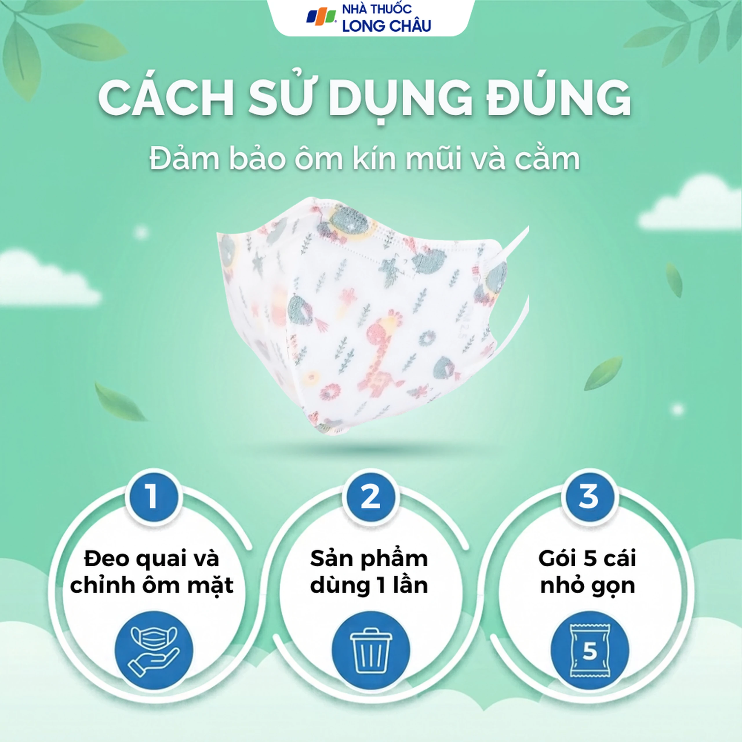 Khẩu trang trẻ em Mayan 3D Mask Kids cho trẻ từ 6-12 tuổi (5 cái) 5