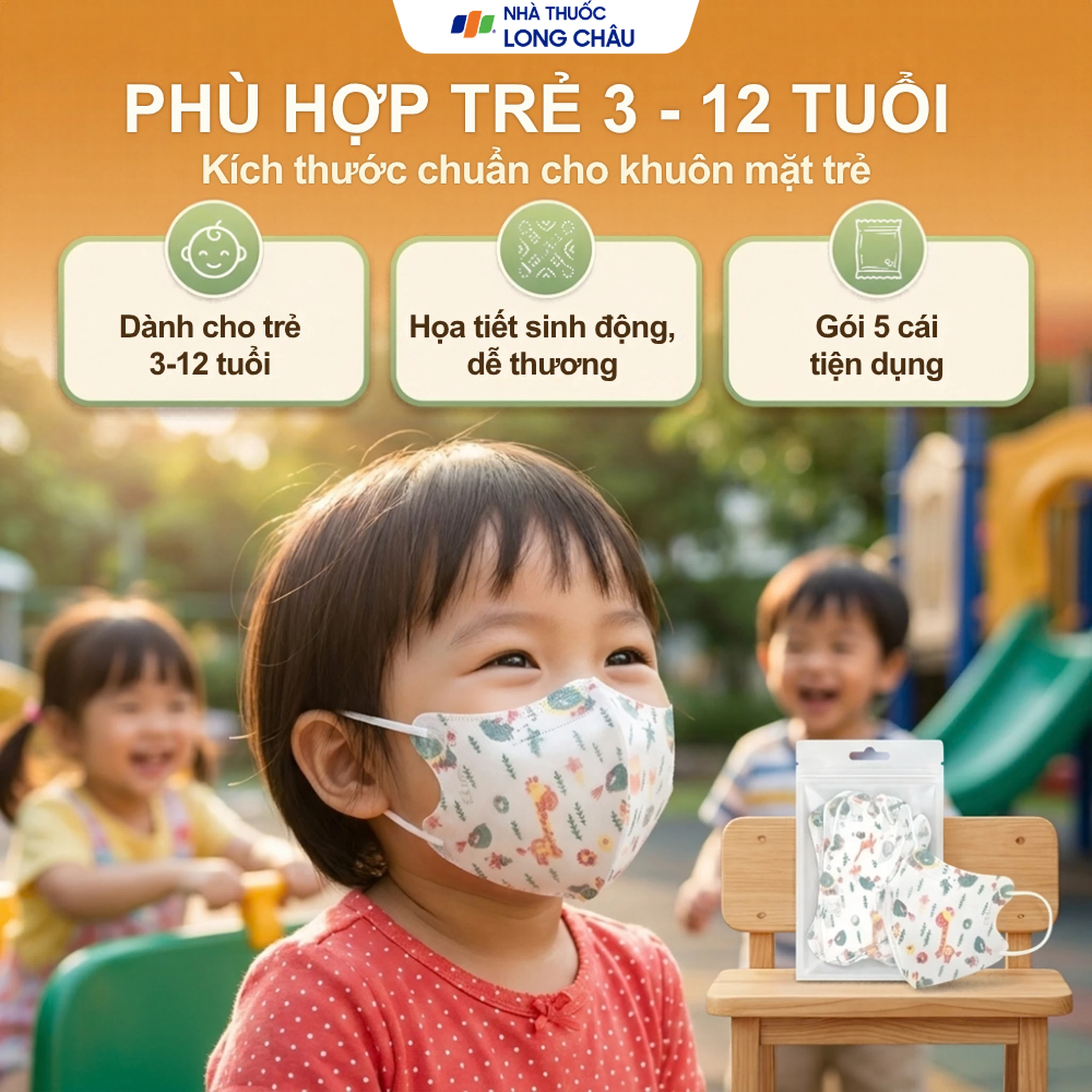 Khẩu trang trẻ em Mayan 3D Mask Kids cho trẻ từ 6-12 tuổi (5 cái) 4