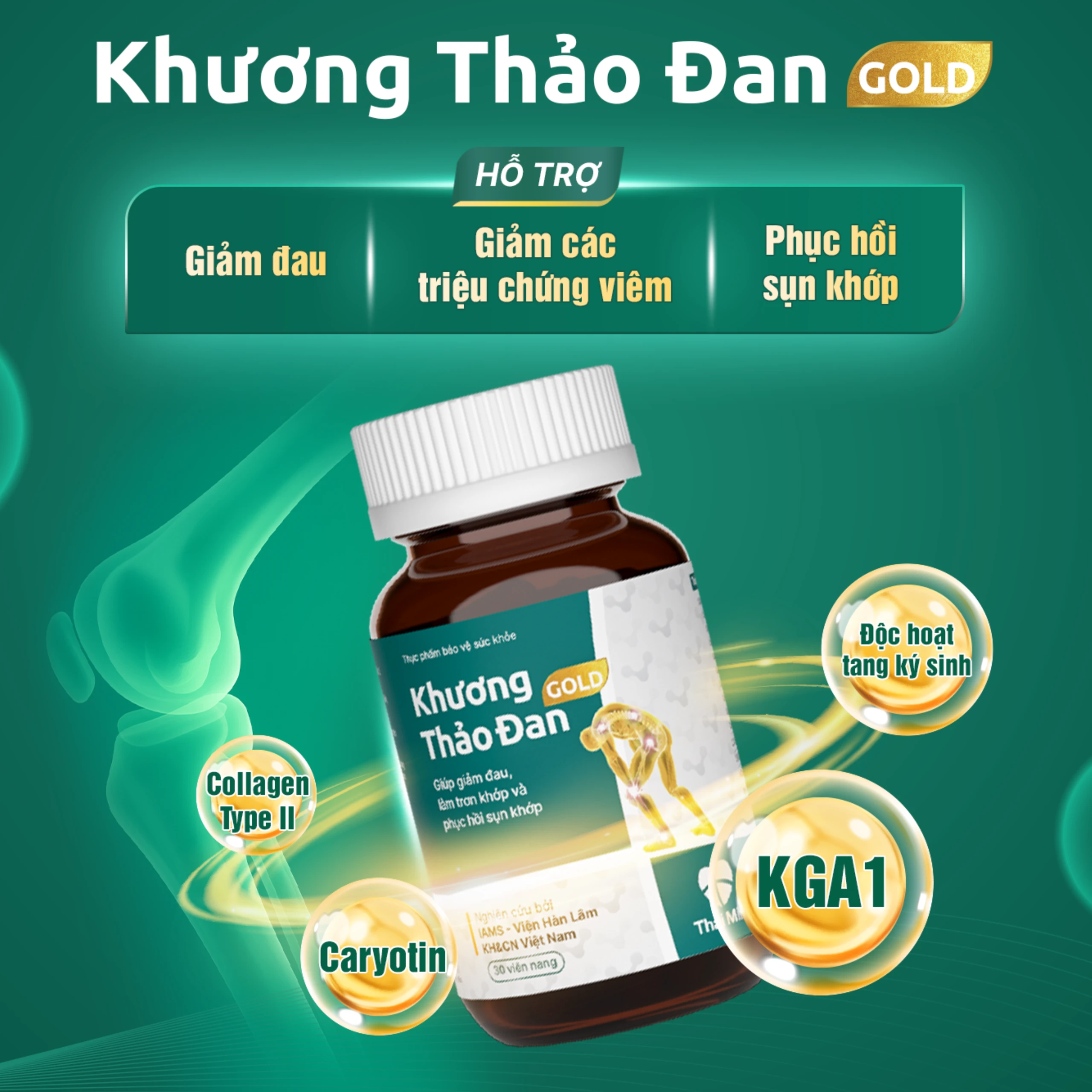 Viên làm trơn khớp và phục hồi sụn khớp Khương Thảo Đan Gold (30 viên) 2