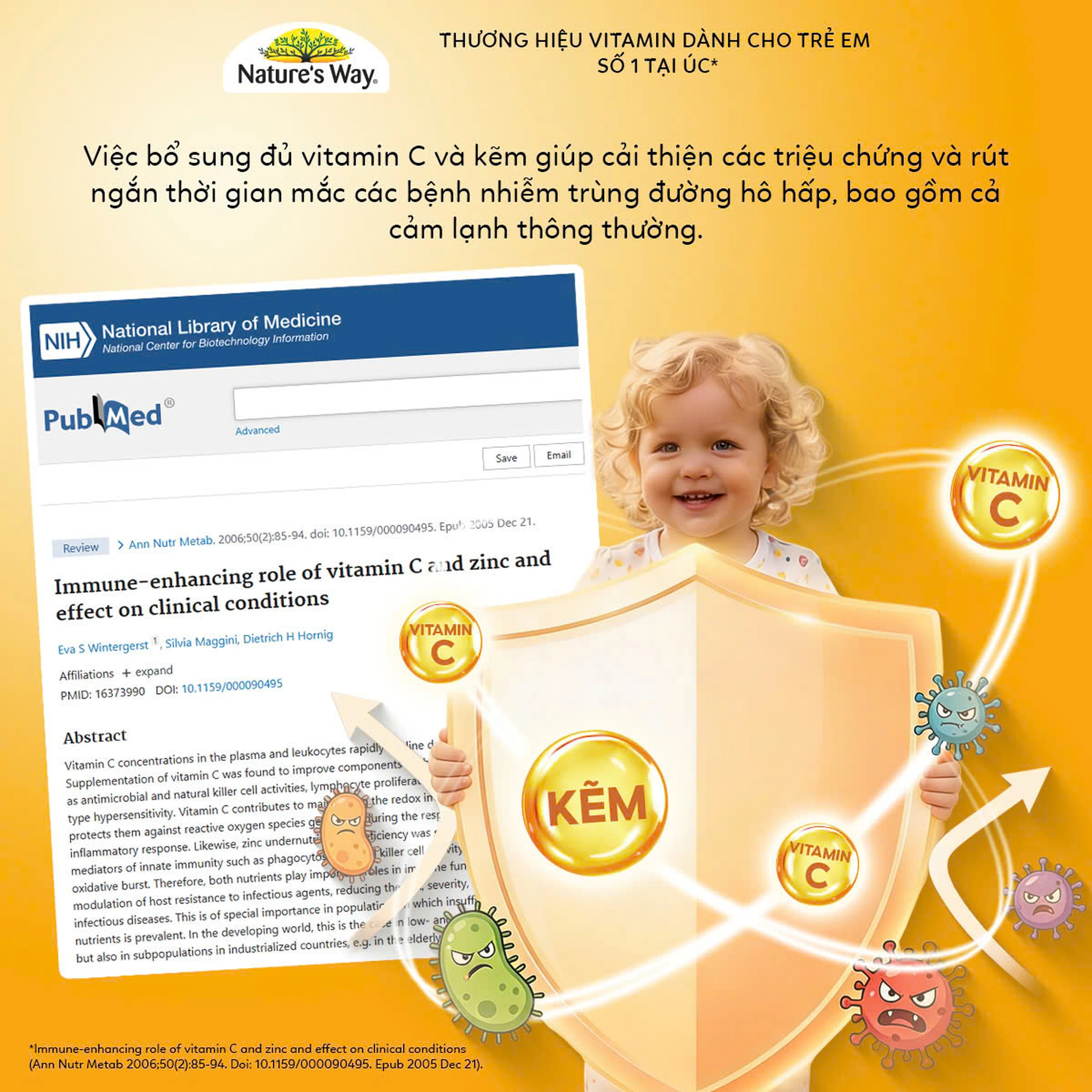 Viên nhai hỗ trợ sức đề kháng Kids Smart Vita Gummies Vitamin C + Zinc Nature's Way (60 viên) 4