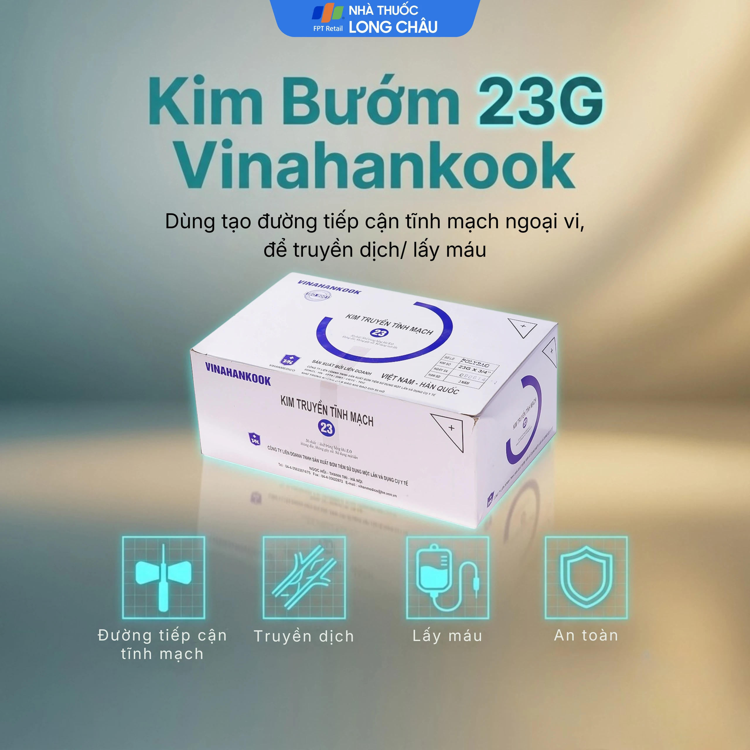 Kim bướm 23G Vinahankook (50 cái) giúp cho kim không bị dịch chuyển  2