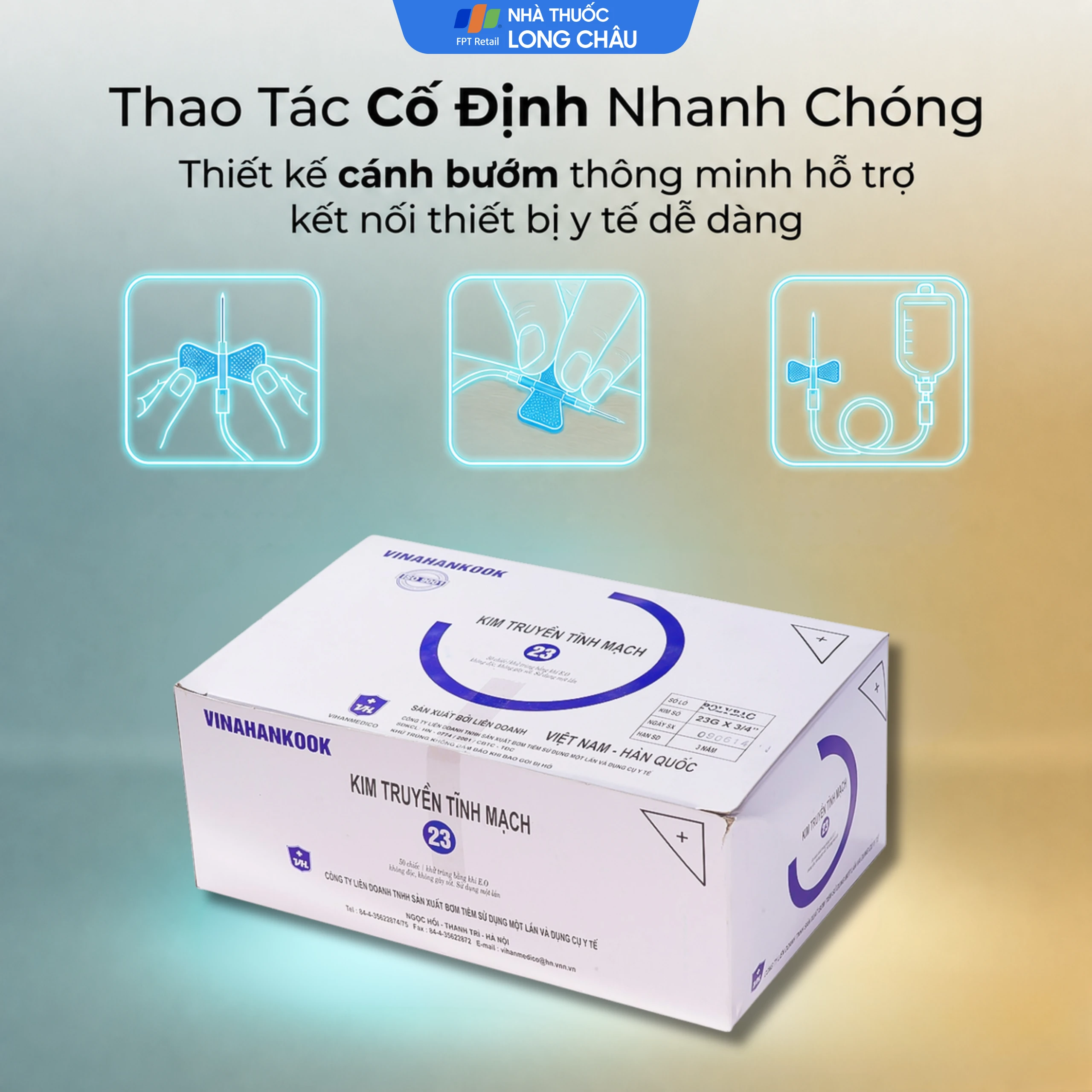Kim bướm 23G Vinahankook (50 cái) giúp cho kim không bị dịch chuyển  6