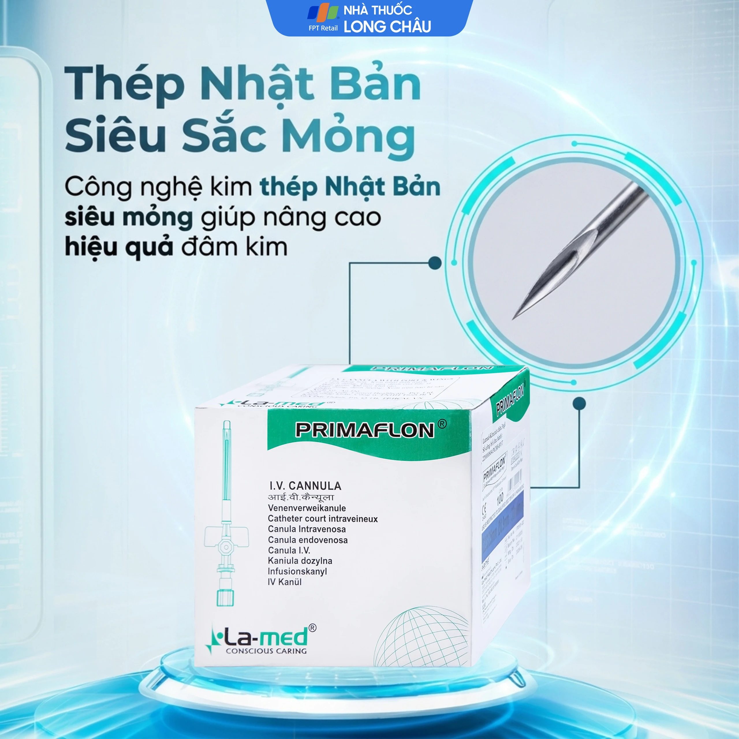 Kim luồn 22G/25mm Primaflon Lamed dễ dàng tiêm xuyên qua da và thành mạch (100 cái) 4