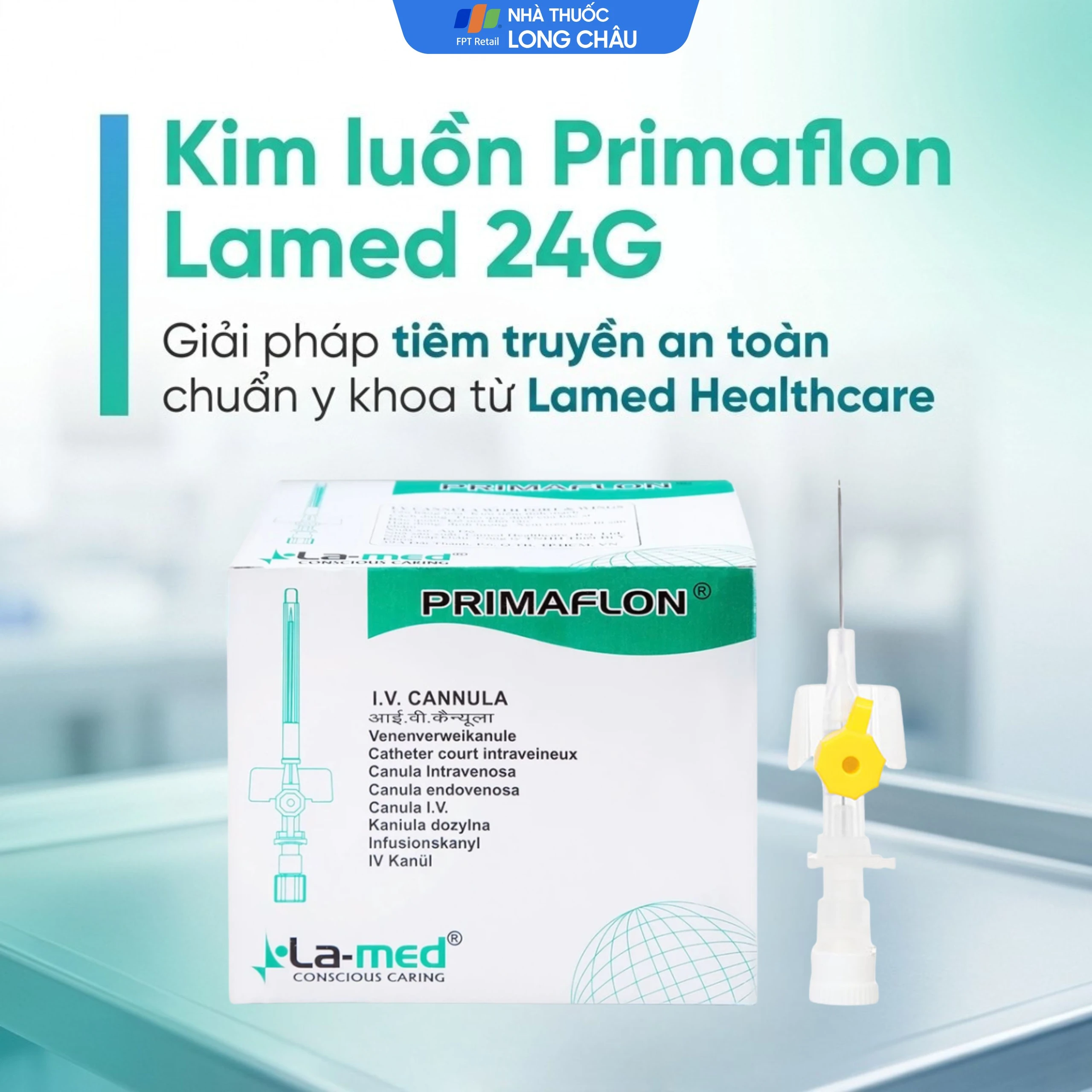Kim luồn 24G Primaflon Lamed giúp hạn chế lệch vỡ ven khi dẫn truyền dịch (100 cái) 2