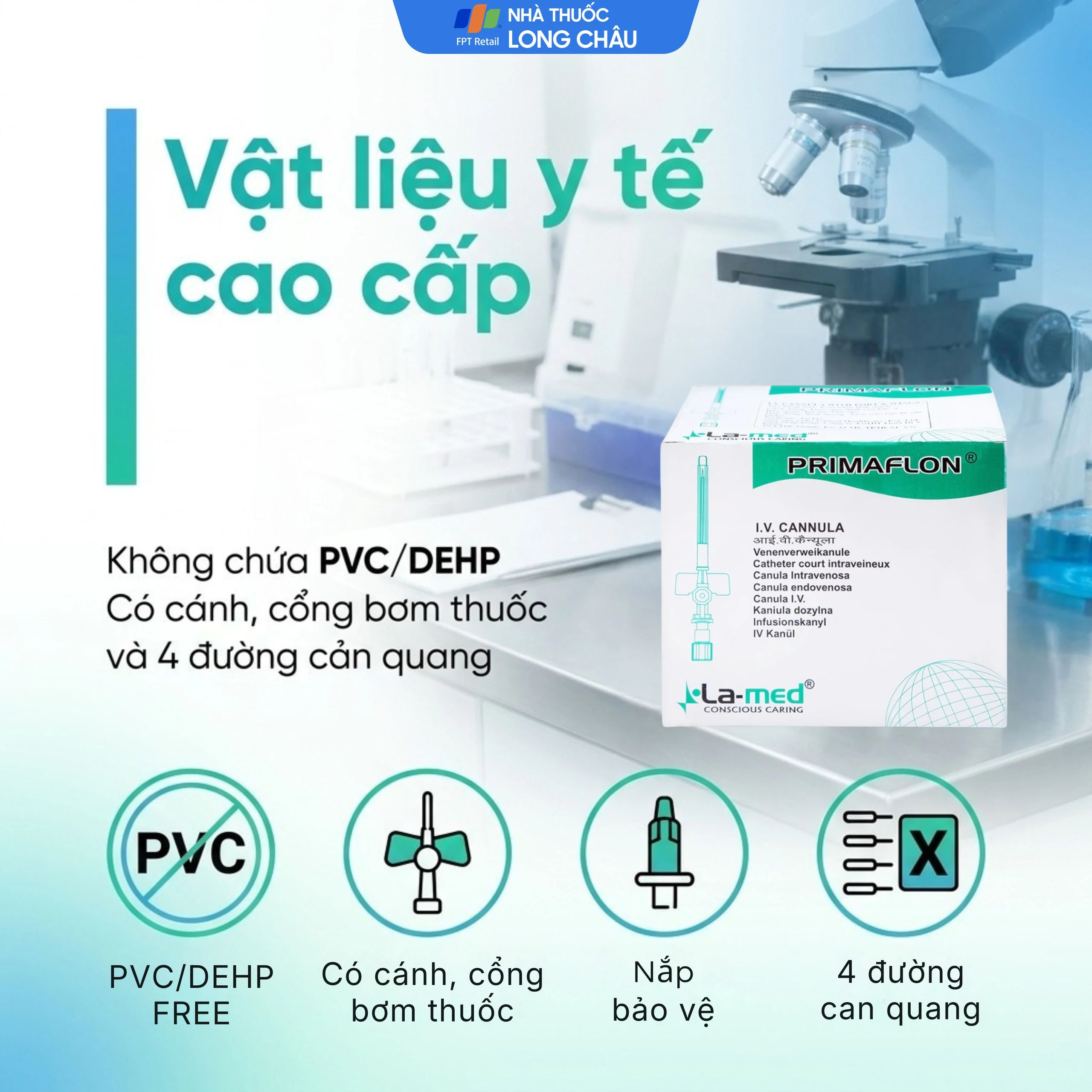 Kim luồn 24G Primaflon Lamed giúp hạn chế lệch vỡ ven khi dẫn truyền dịch (100 cái) 6