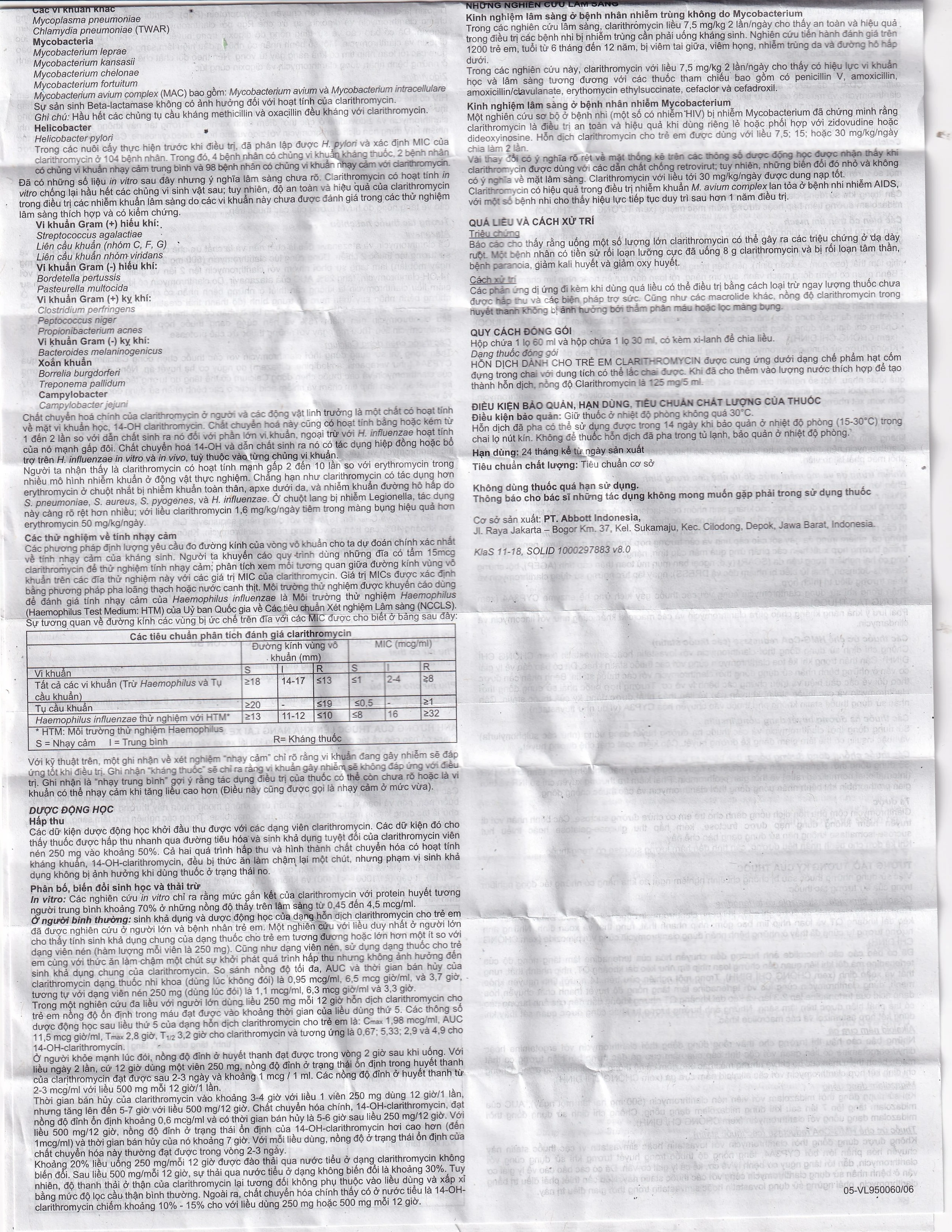 Cốm pha hỗn dịch uống Klacid 125mg/5ml điều trị nhiễm khuẩn đường hô hấp (60ml)