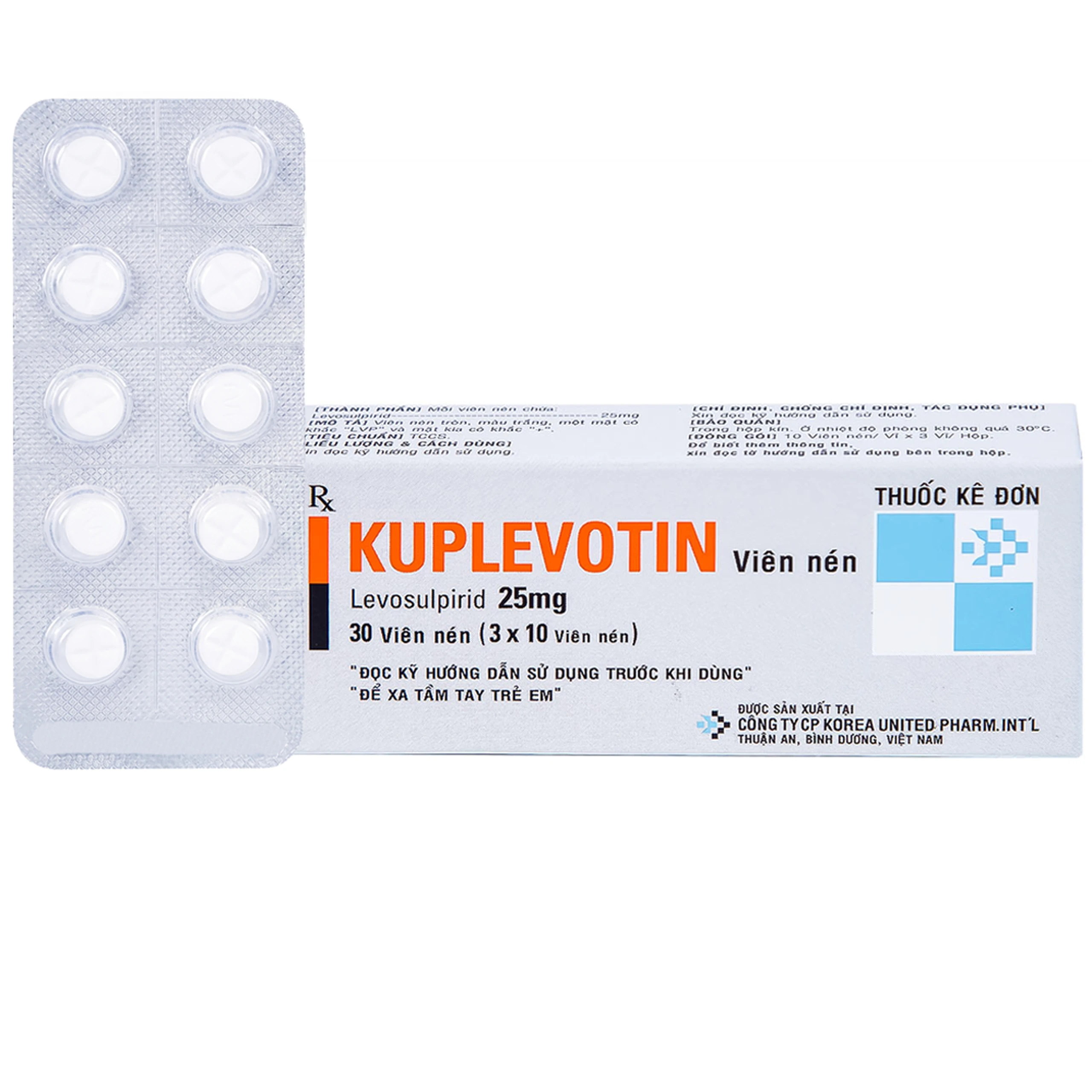 Viên nén Kuplevotin 25mg Korea United điều trị rối loạn tiêu hóa, trướng bụng (3 vỉ x 10 viên)  1