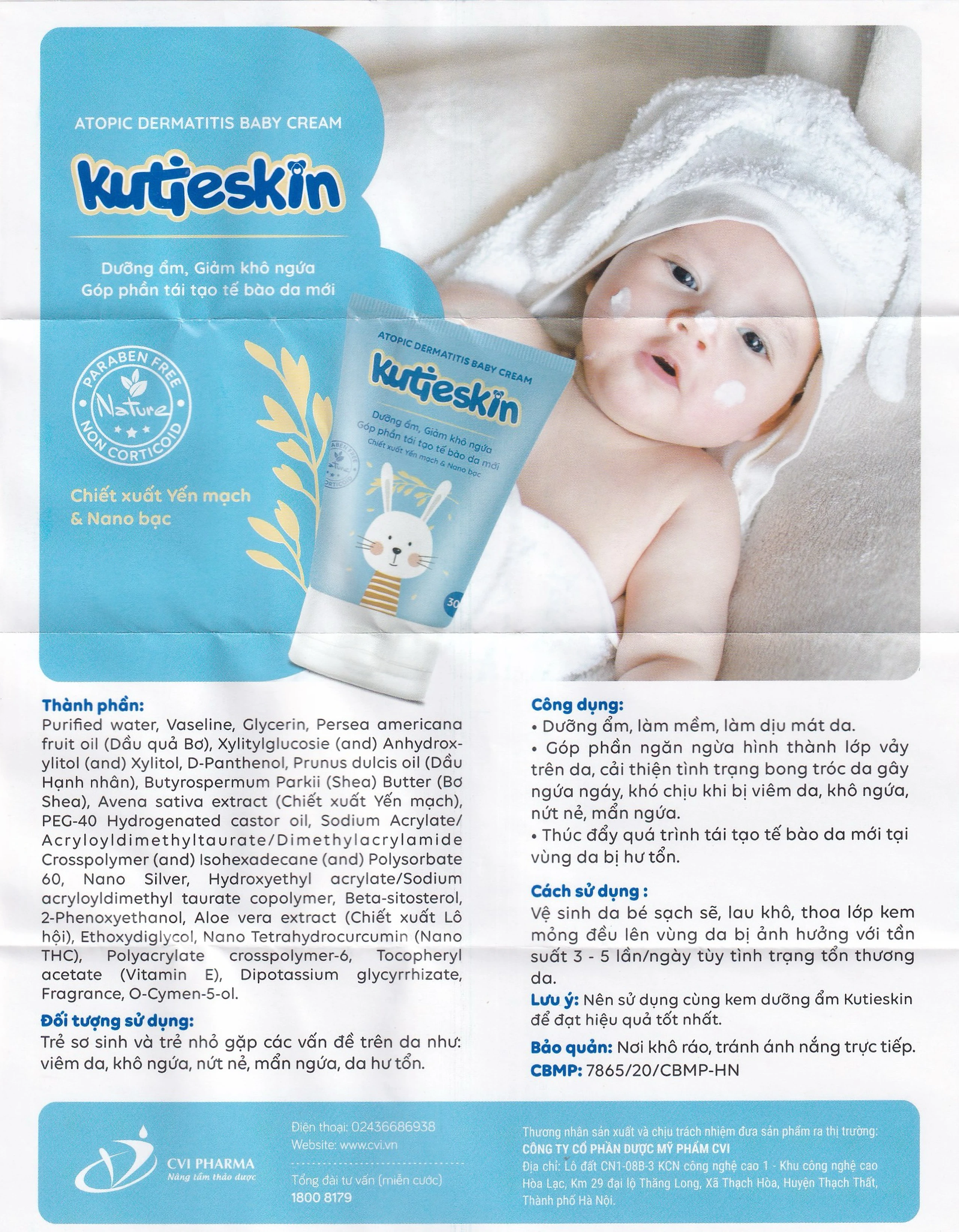 Kem bôi Kutieskin hỗ trợ cải thiện tình trạng chàm sữa và dưỡng ẩm cho da bé (30g)