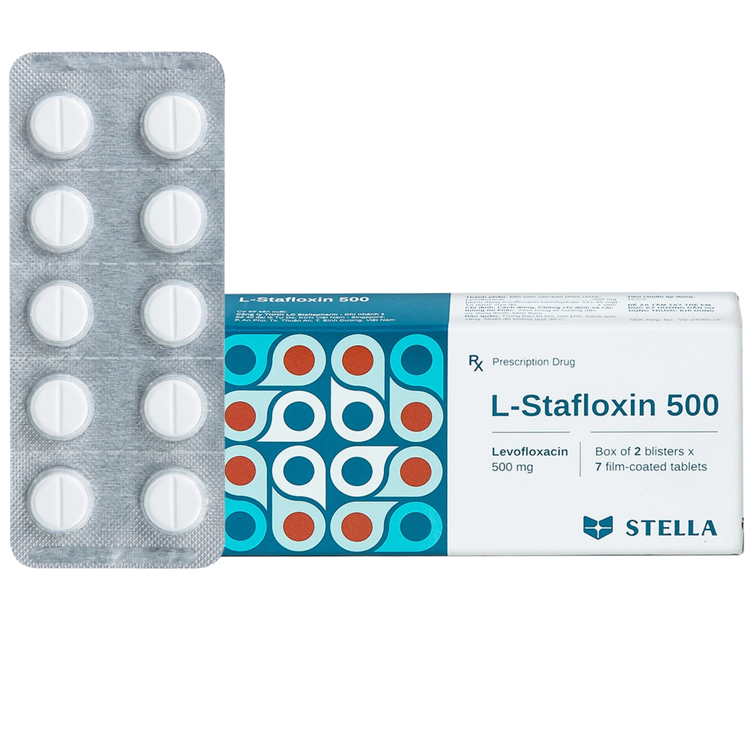Thuốc L-Stafloxin 500 Stella điều trị nhiễm khuẩn (2 vỉ x 7 viên) 1