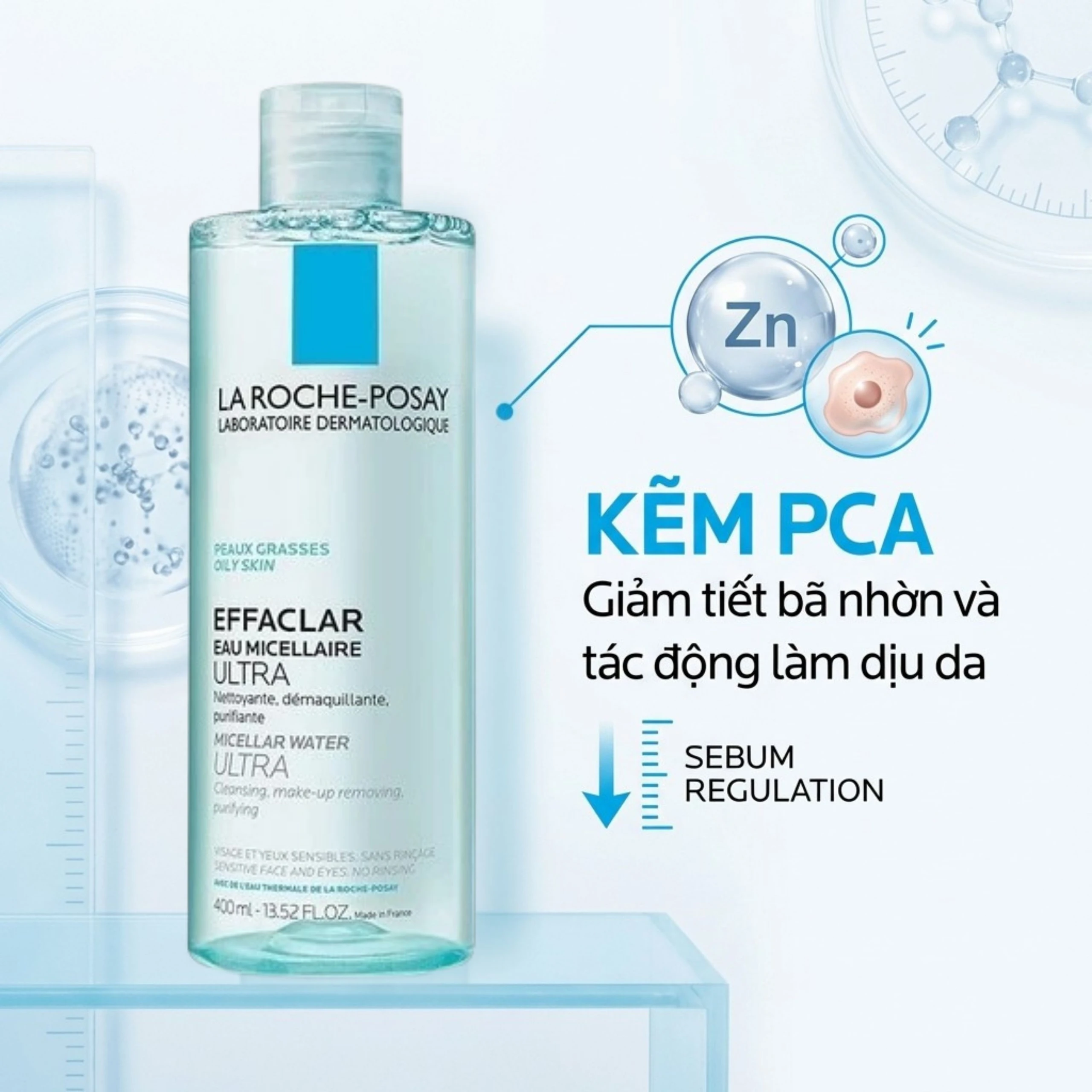 Nước tẩy trang cho da dầu, nhạy cảm La Roche-posay Effaclar Micellar Water Ultra 400ml