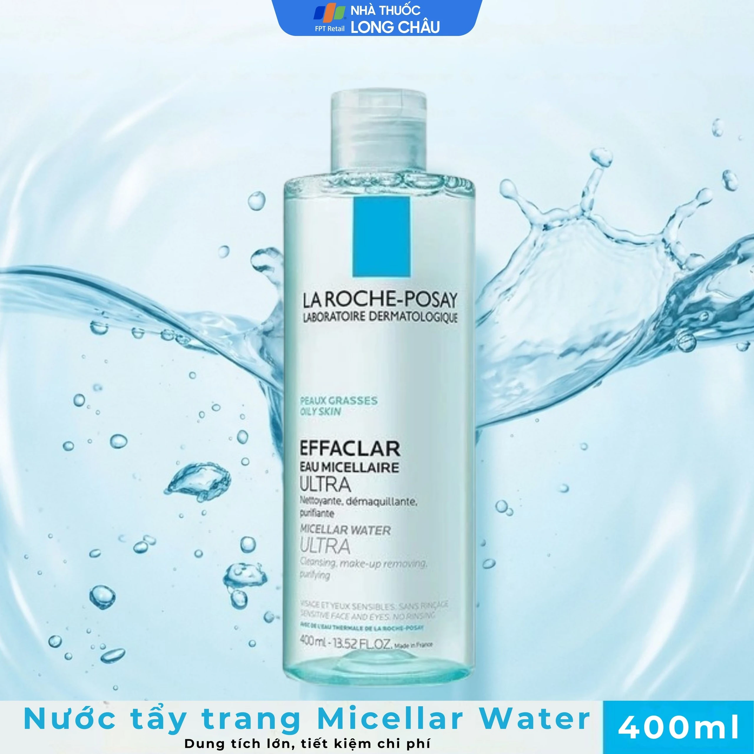 Nước tẩy trang cho da dầu, nhạy cảm La Roche-posay Effaclar Micellar Water Ultra 400ml