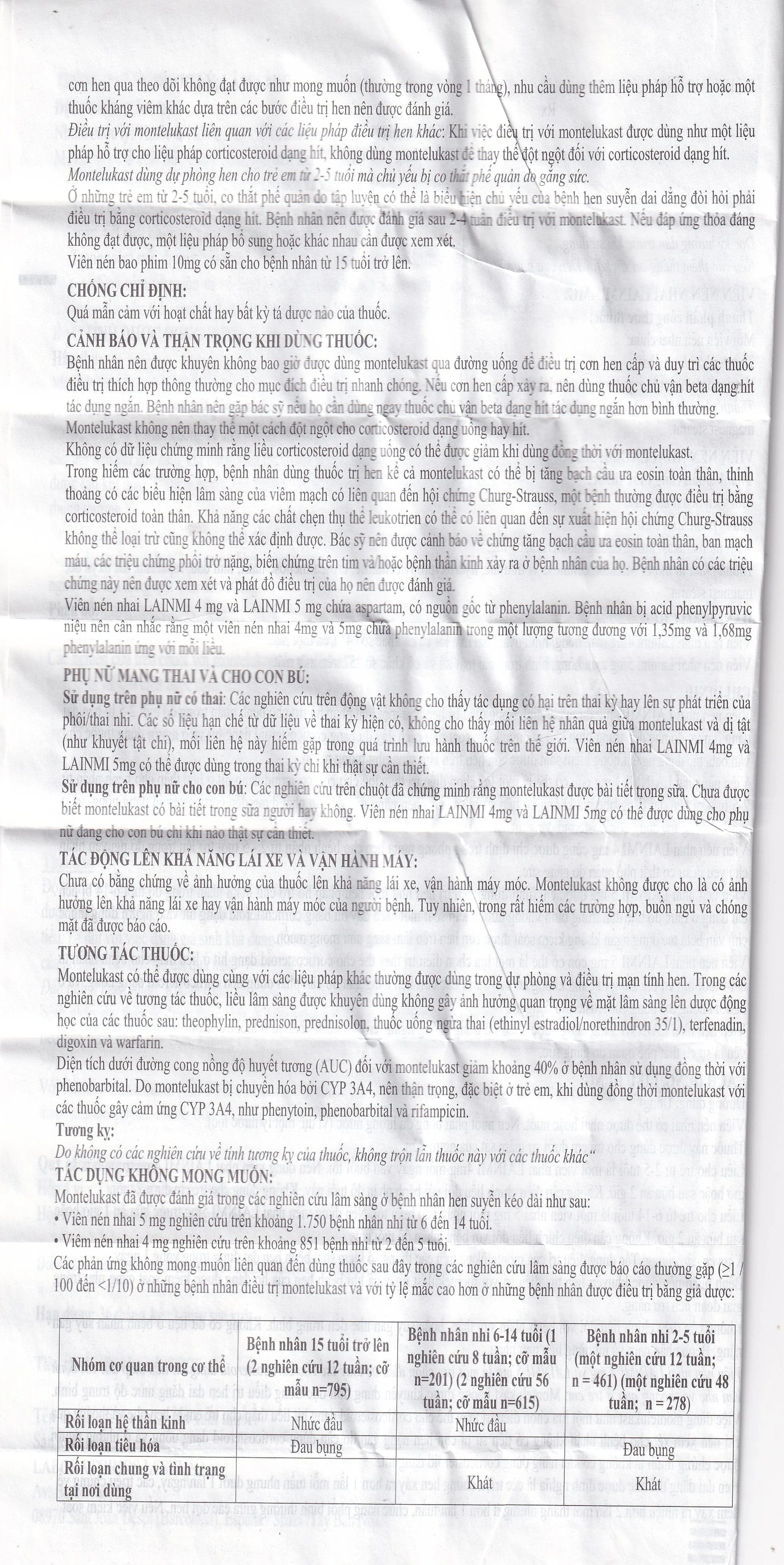 Thuốc Lainmi 4mg Lesvi phòng ngừa và điều trị hen (4 vỉ x 7 viên)