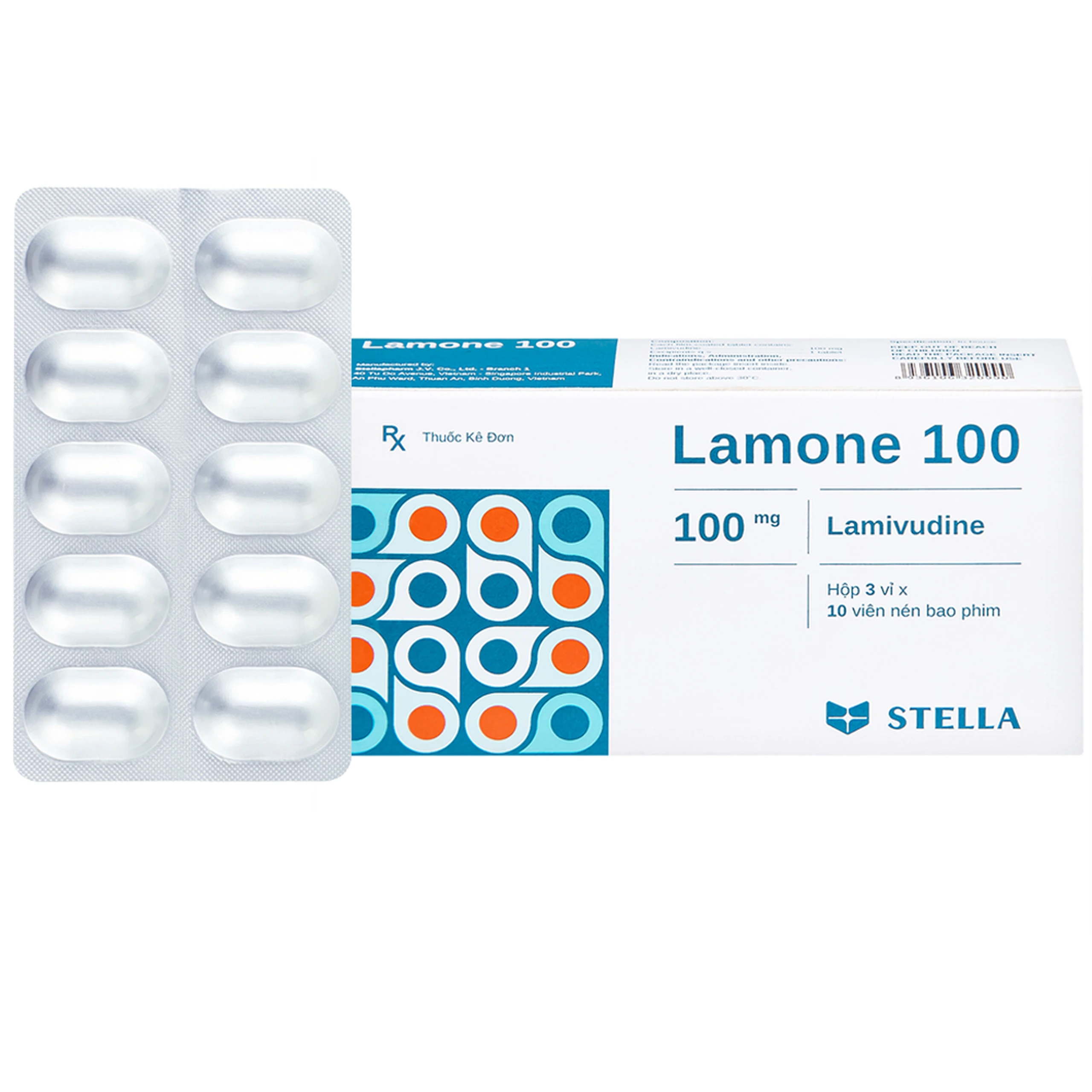 Thuốc Lamone 100 Stella điều trị viêm gan siêu vi B mãn tính (3 vỉ x 10 viên)