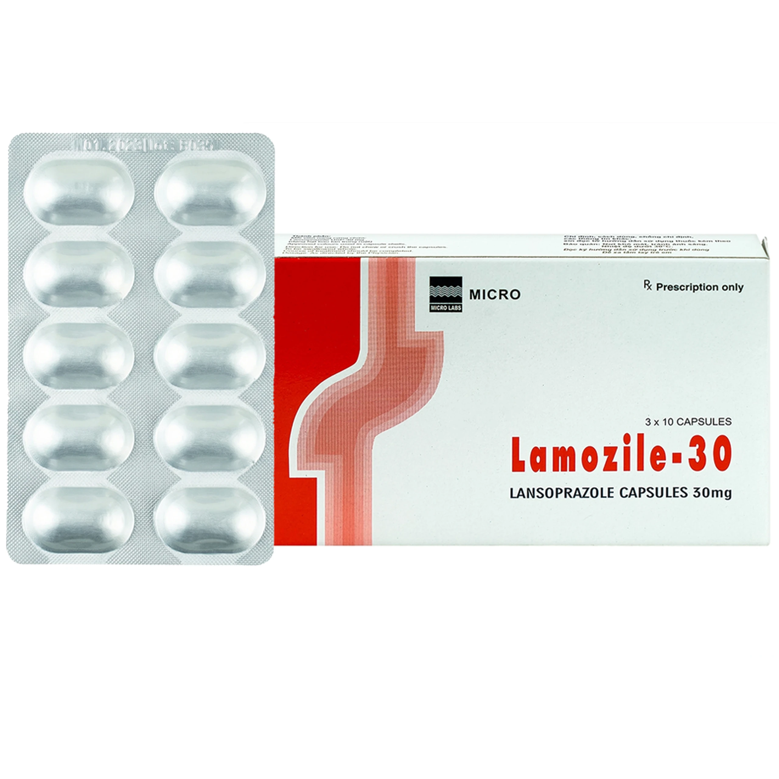 Viên nang cứng Lamozile 30 Micro điều trị loét tá tràng, loét dạ dày, viêm thực quản (3 vỉ x 10 viên)  1