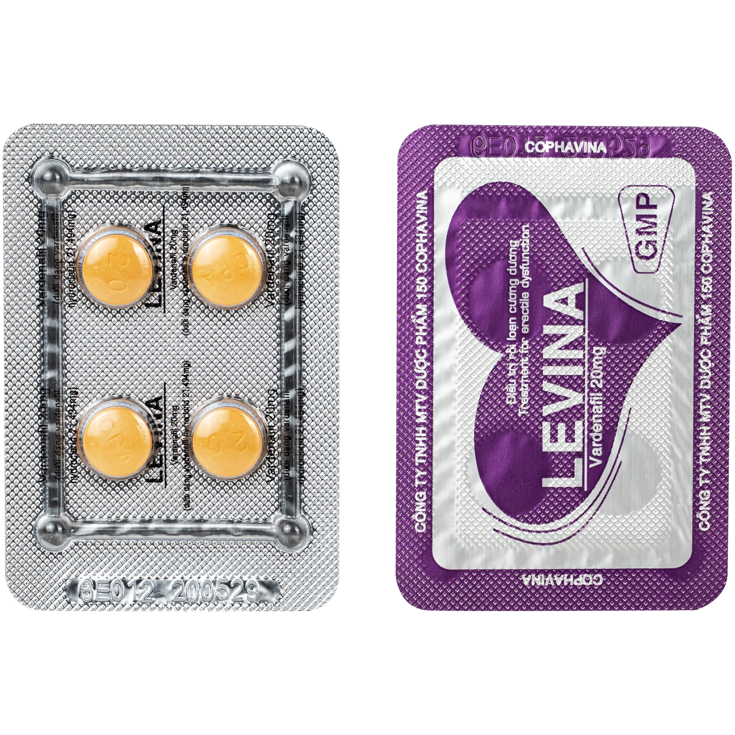 Thuốc Levina 20mg Cophavina điều trị rối loạn chức năng cương dương (1 vỉ x 4 viên) 6