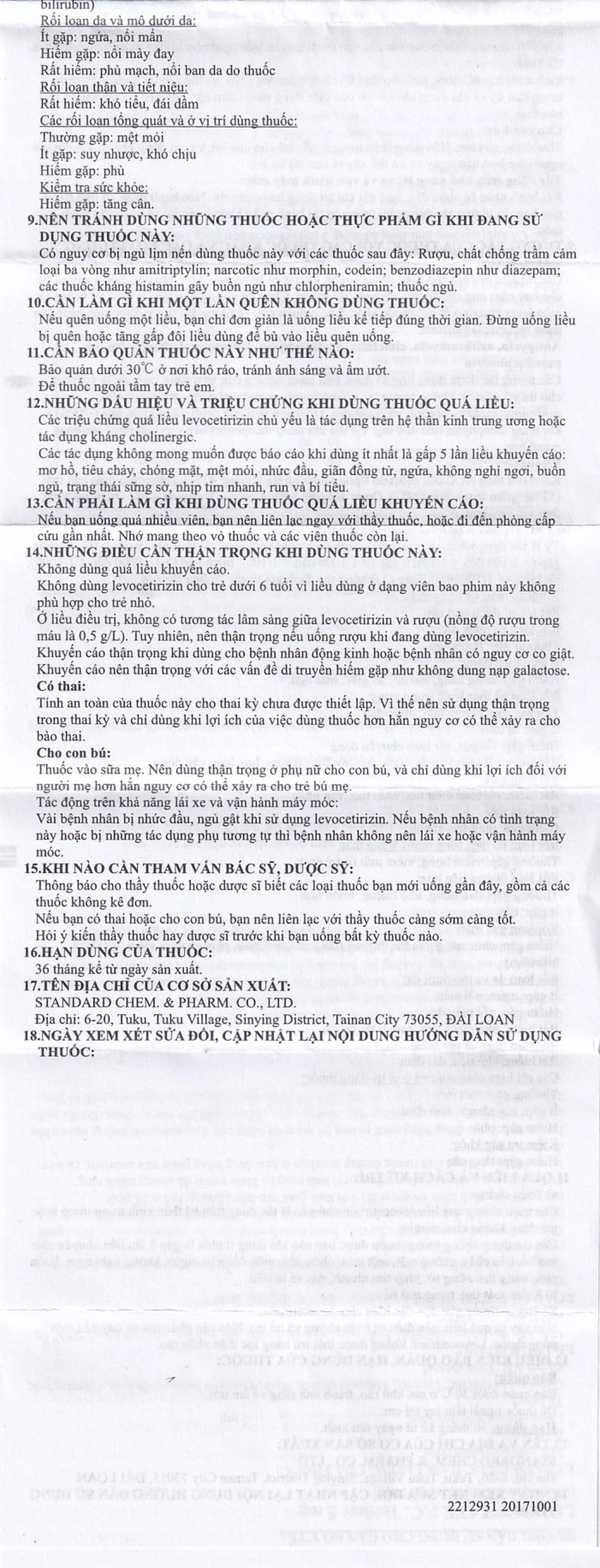 Thuốc Levocozate 5mg dùng trong điều trị viêm mũi dị ứng theo mùa, dị ứng kinh niên, nổi mề đay tự phát (10 vỉ x 10 viên)