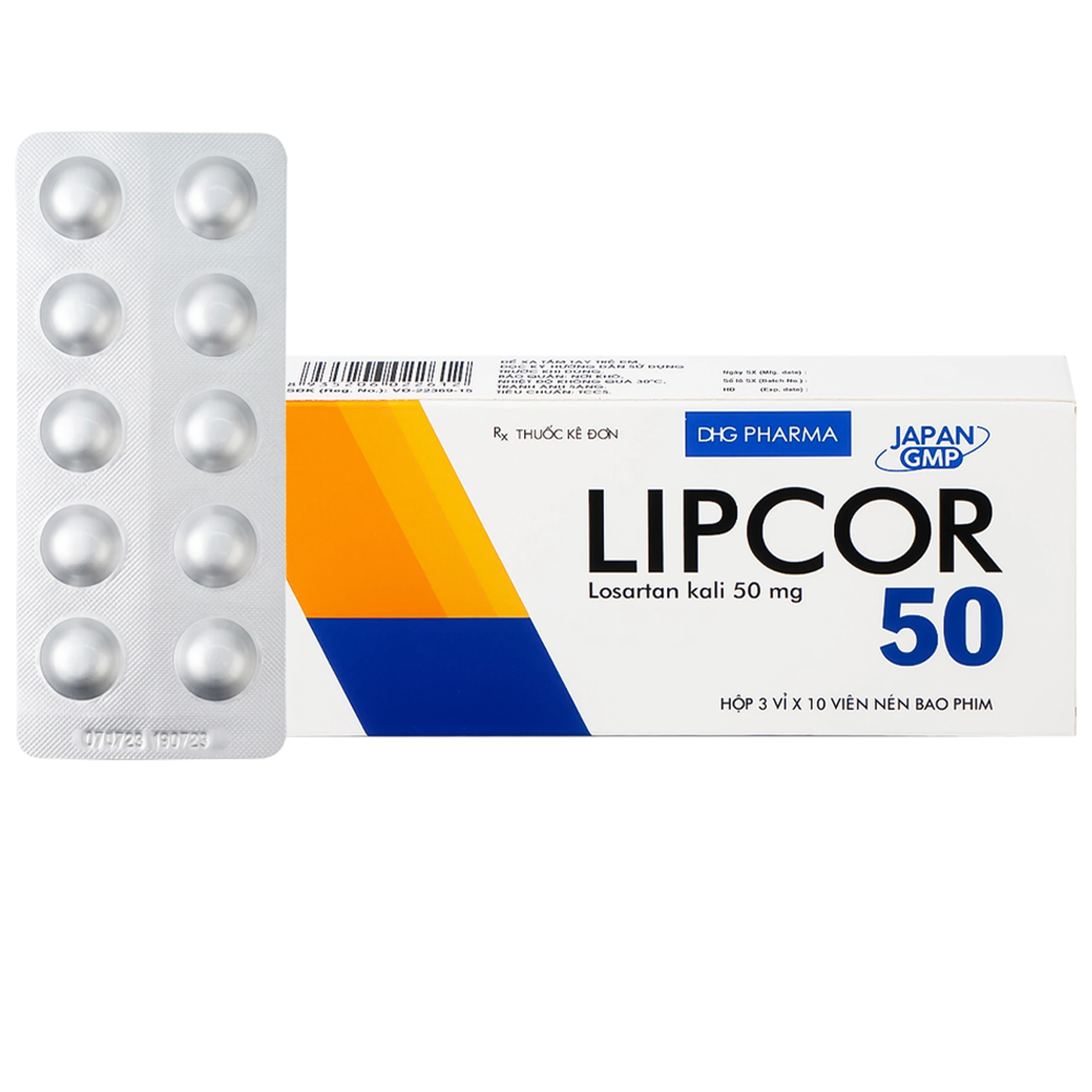 Viên nén Lipcor 50 DHG Pharma điều trị tăng huyết áp (3 vỉ x 10 viên) 1