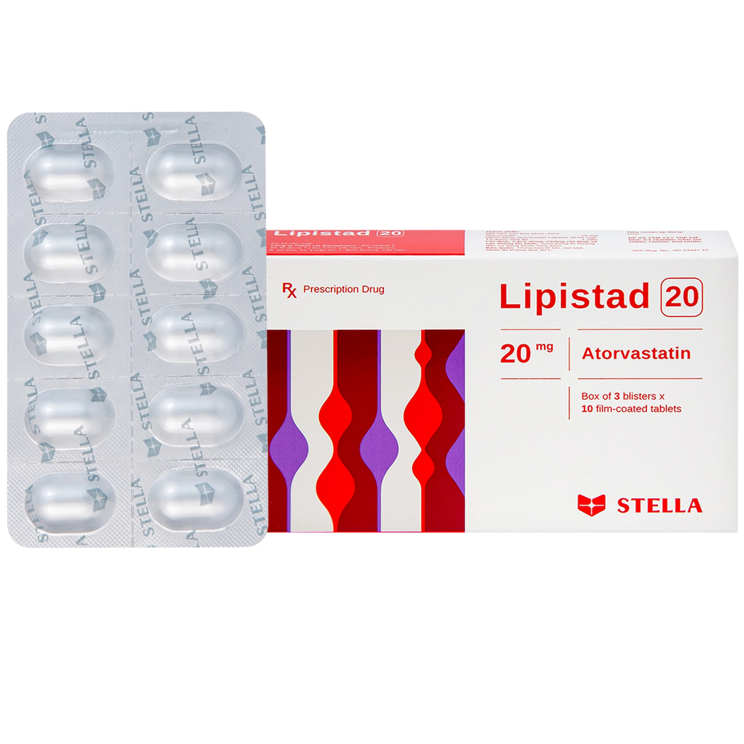 Viên nén Lipistad 20 Stella điều trị tăng cholesterol máu (3 vỉ x 10 viên) 1
