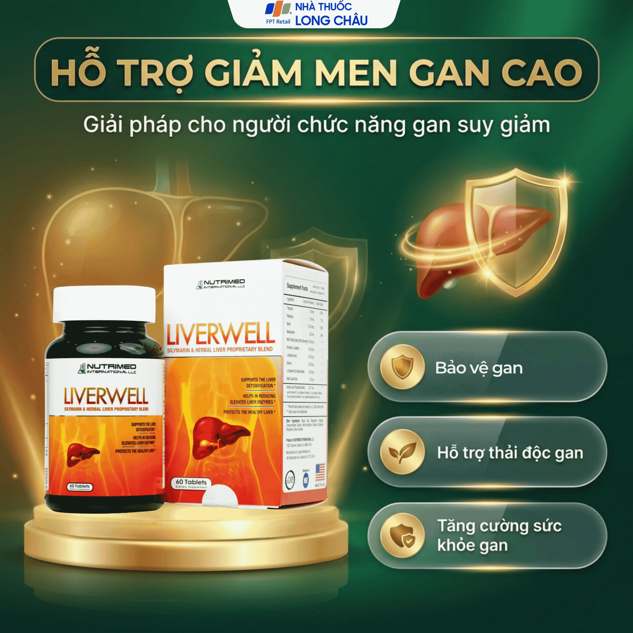 Viên uống giúp giải độc gan, tăng cường chức năng gan, bảo vệ gan Liverwell Nutrimed (60 viên) 4