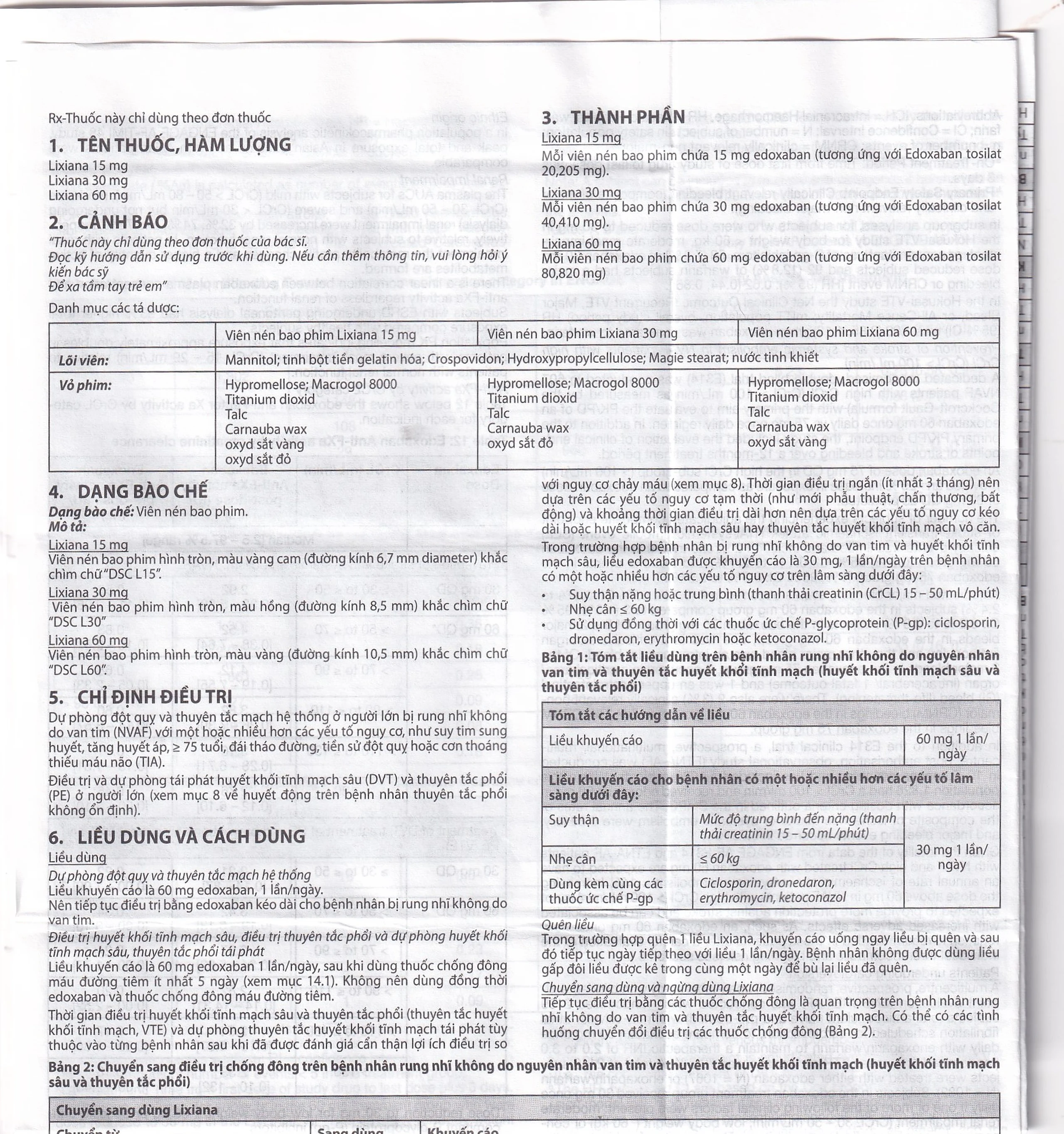 Thuốc Lixiana 60mg Daiichi-Sankyo phòng ngừa đột quỵ và cục máu đông (2 vỉ x 14 viên)