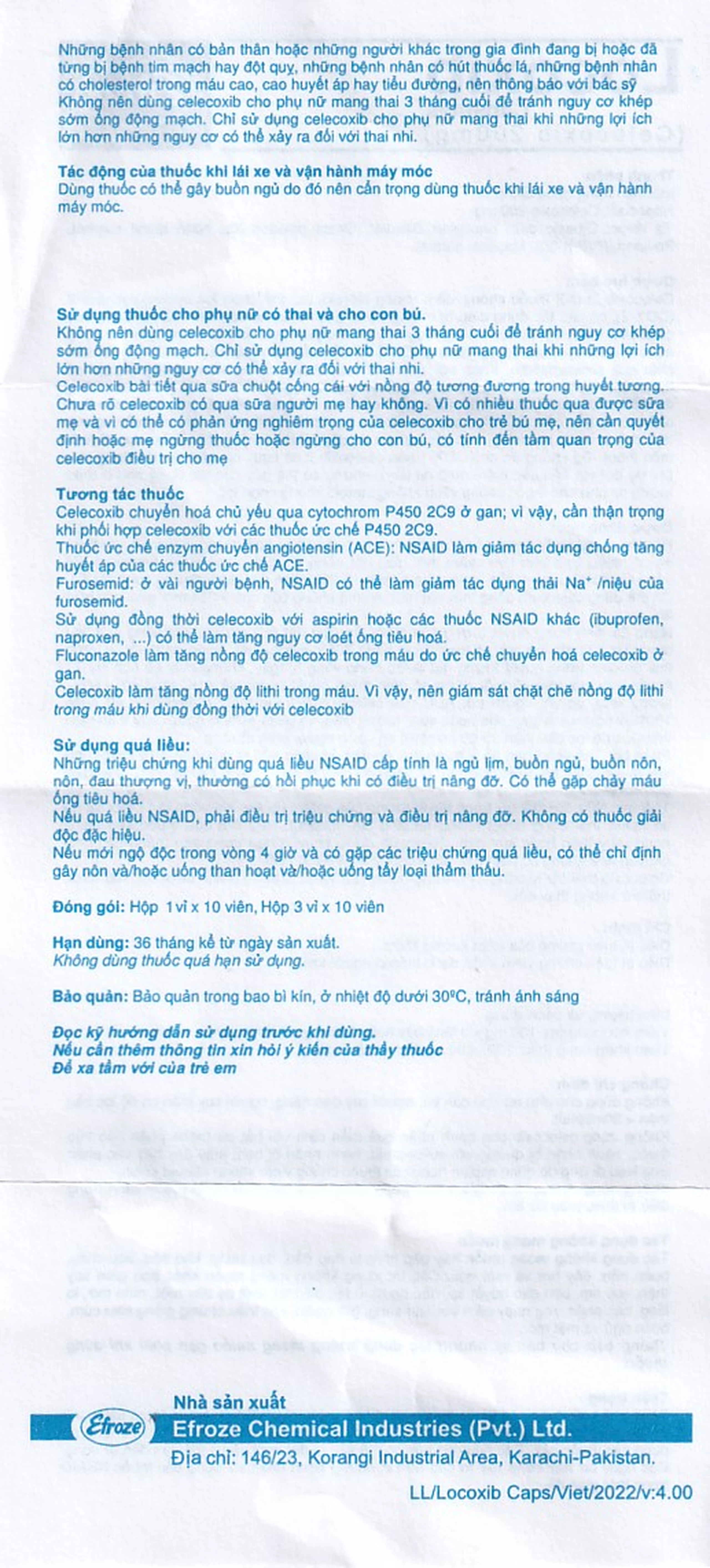 Thuốc Locoxib Efroze điều trị viêm xương khớp, viêm khớp dạng thấp (3 vỉ x 10 viên)