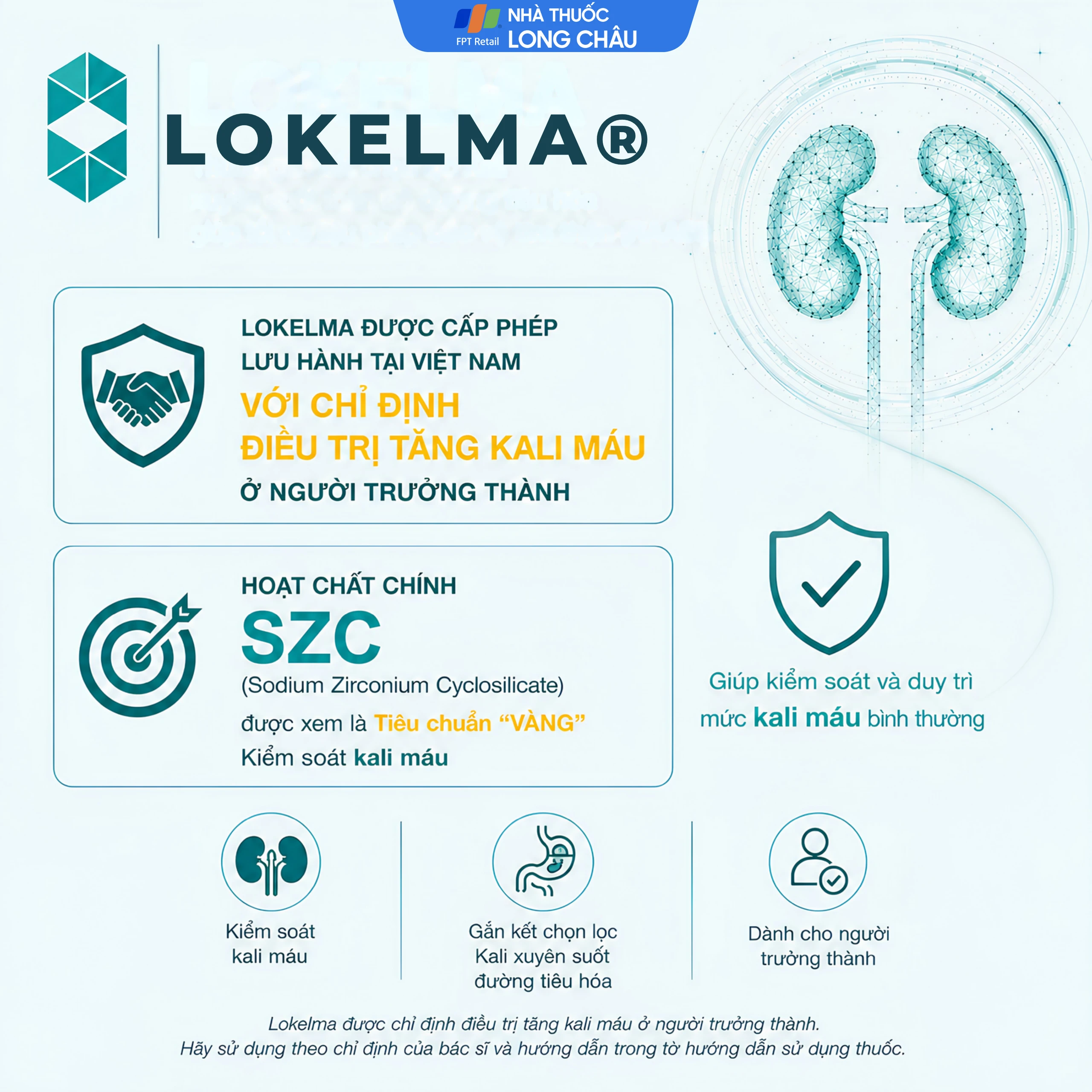 Bột pha hỗn dịch uống Lokelma 5g AstraZeneca điều trị tăng Kali máu cho người trưởng thành (Hộp 30 gói) 3