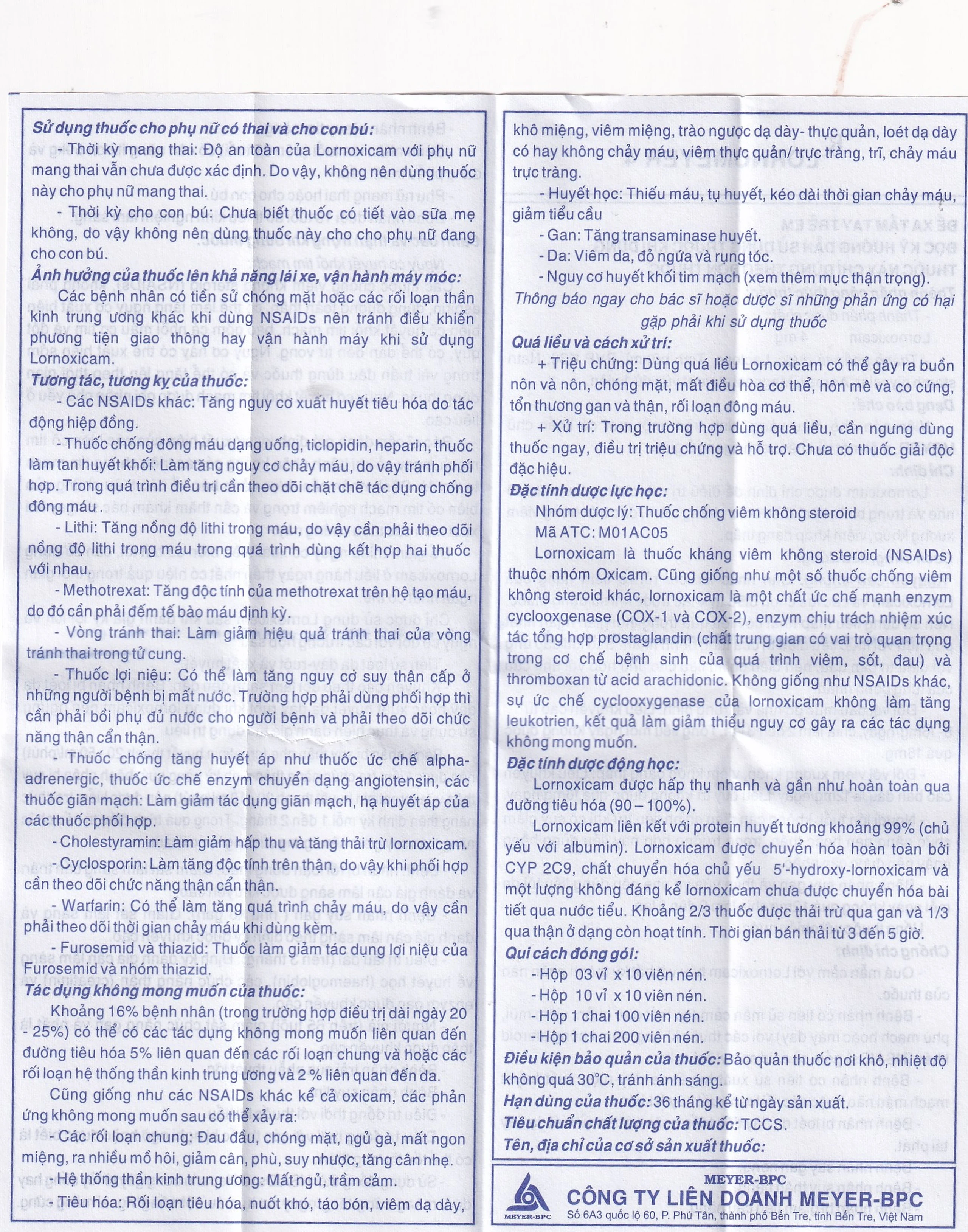 Thuốc Lornomeyer 4 Meyer giảm đau, kháng viêm xương khớp (3 vỉ x 10 viên)