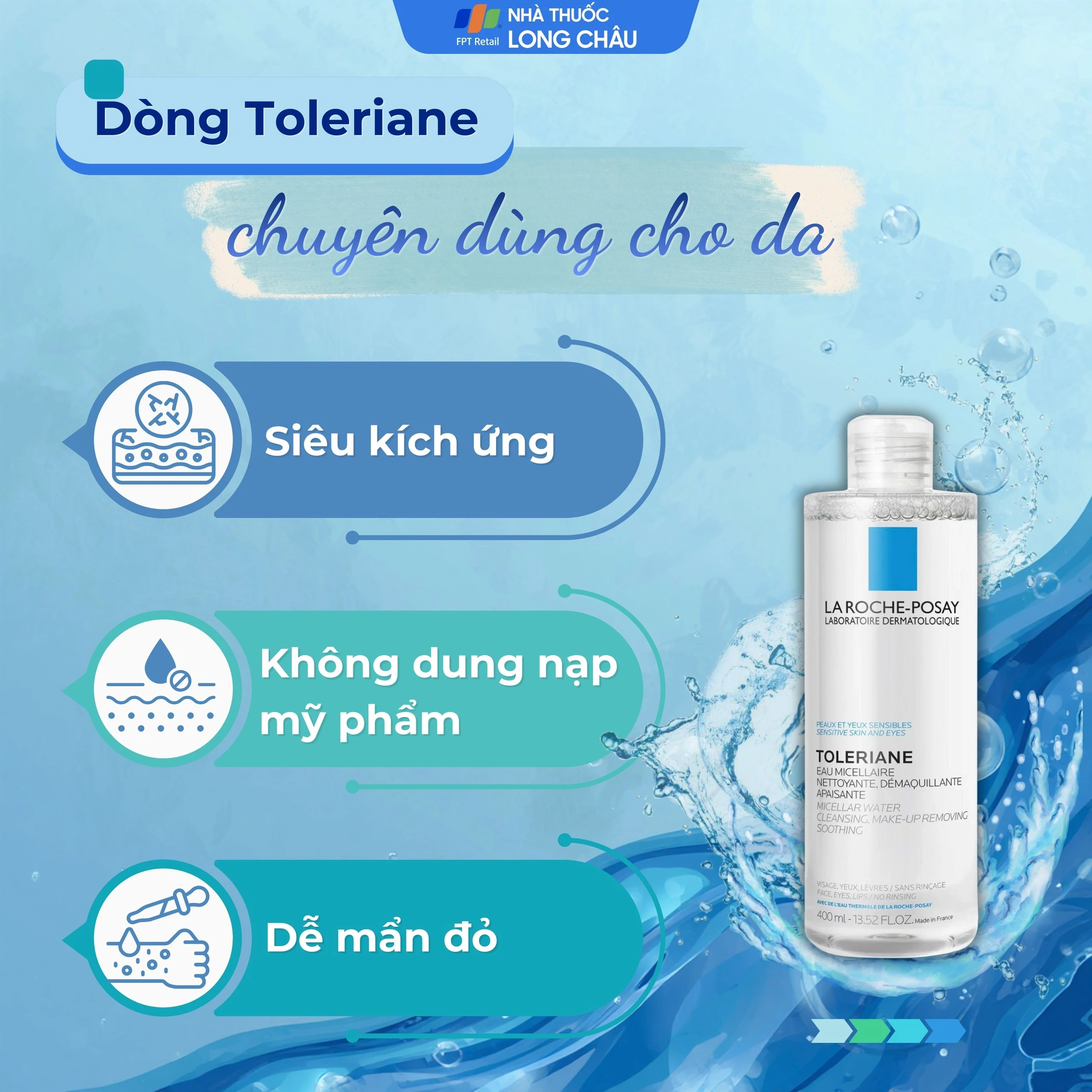Nước tẩy trang La Roche-Posay Toleriane Eau Micellar làm sạch sâu cho da nhạy cảm (400ml)