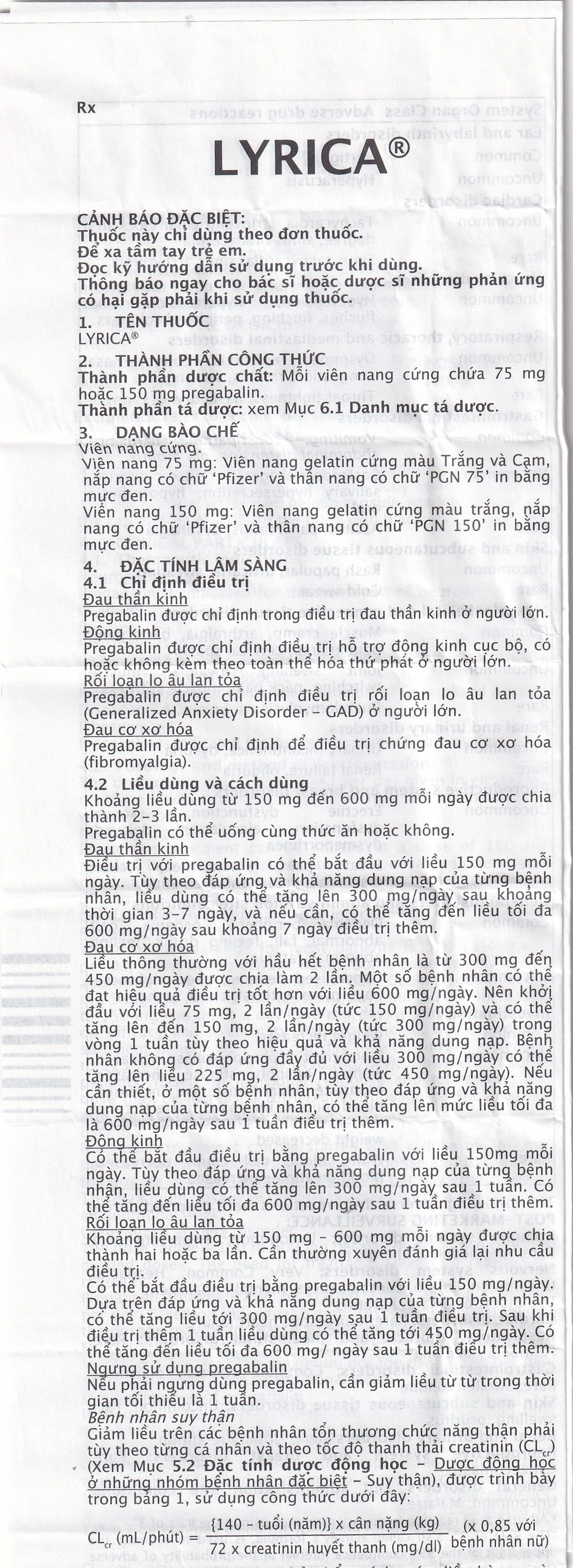 Viên nang cứng Lyrica 75mg Viatris điều trị đau thần kinh, động kinh cục bộ (4 vỉ x 14 viên) 