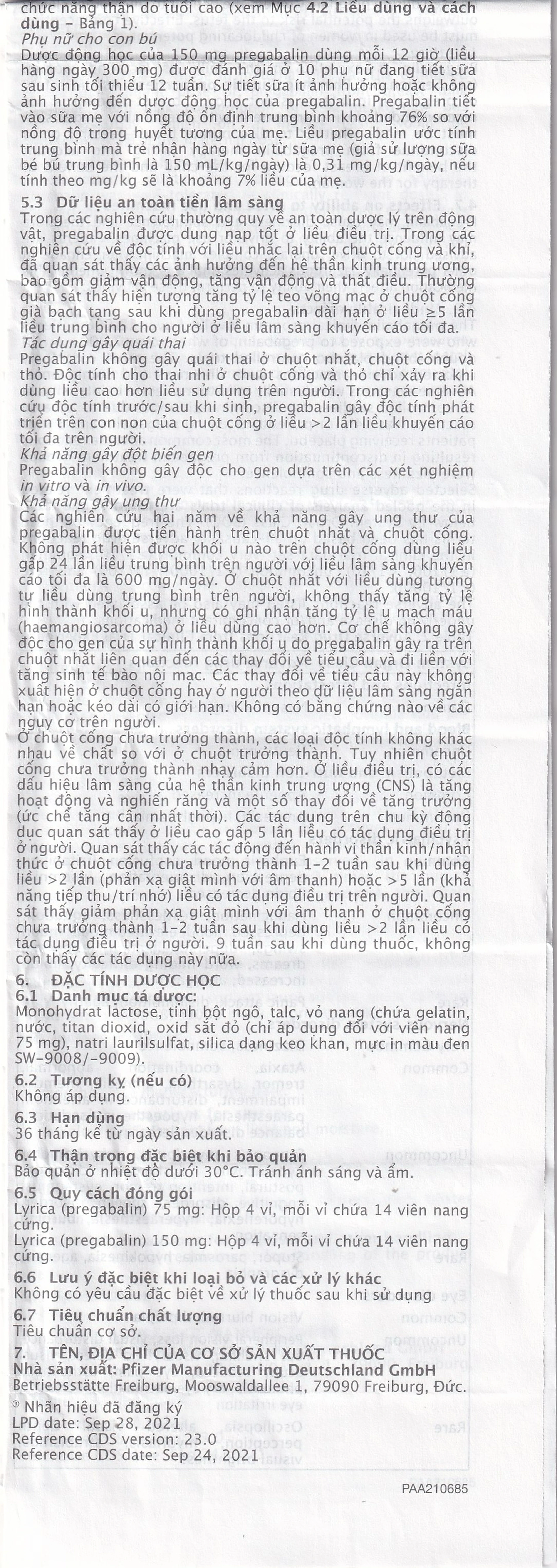 Viên nang cứng Lyrica 75mg Viatris điều trị đau thần kinh, động kinh cục bộ (4 vỉ x 14 viên) 